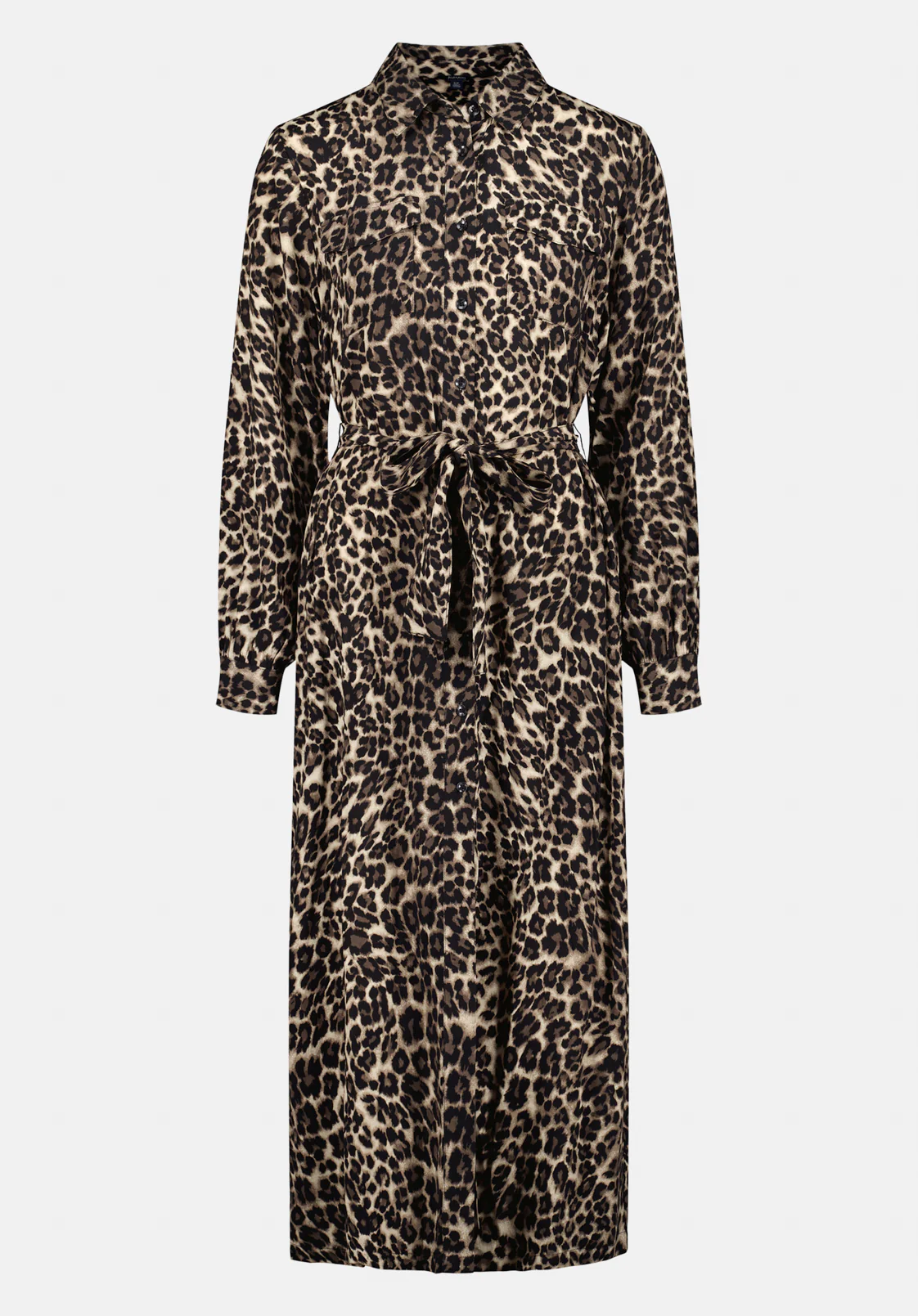 Sunnie Women's Long Sleeve Belted Shirt Dress with Animal Print, Leopard - WD0109 - Image 5