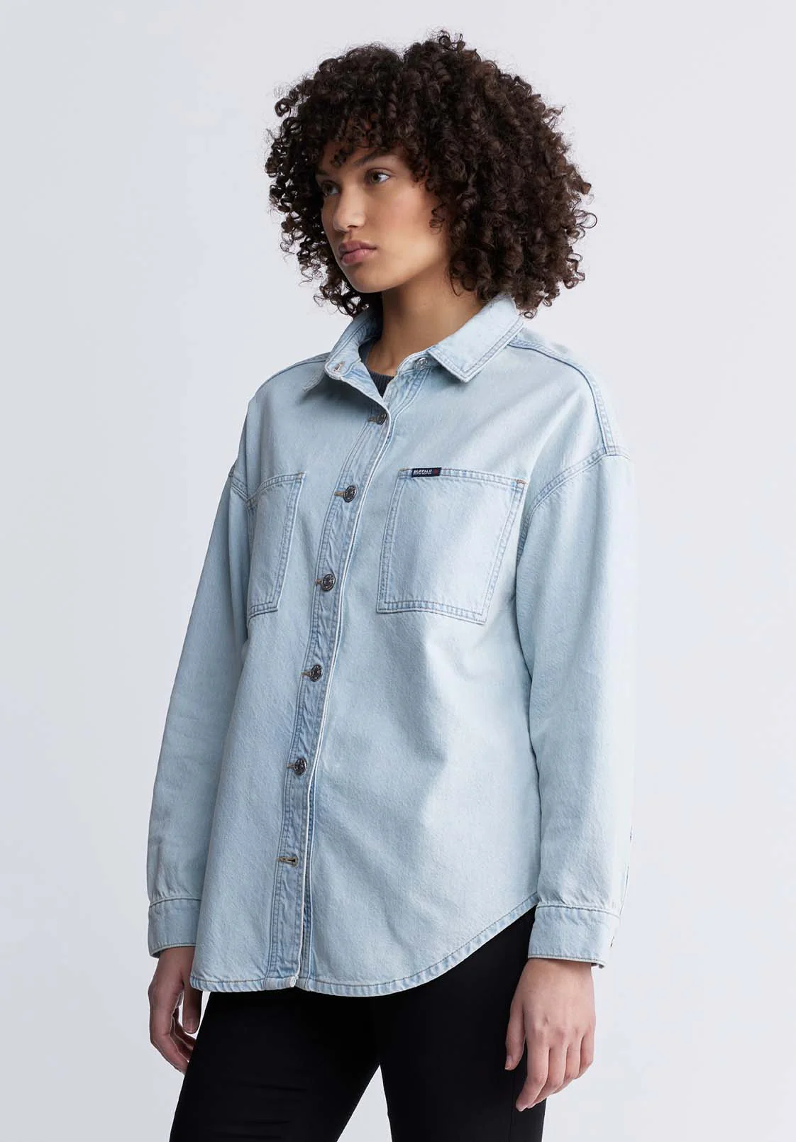 Sydney Women's Denim Shacket in Bleached Blue - BL15947 - Image 4