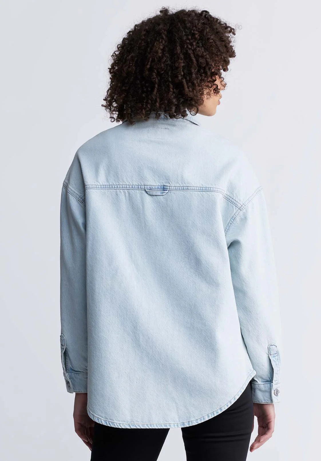 Sydney Women's Denim Shacket in Bleached Blue - BL15947 - Image 5