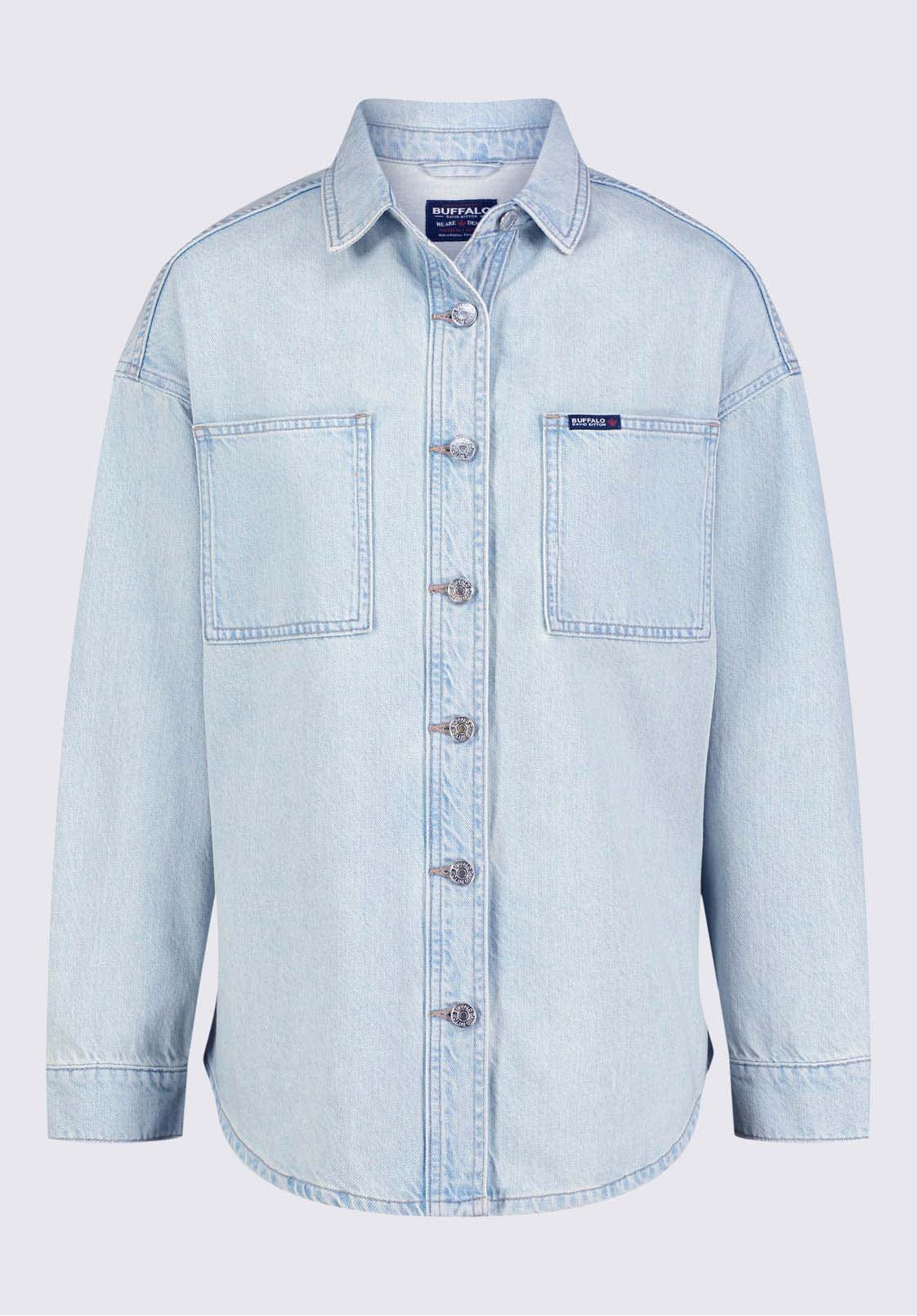 Sydney Women's Denim Shacket in Bleached Blue - BL15947 - Image 6