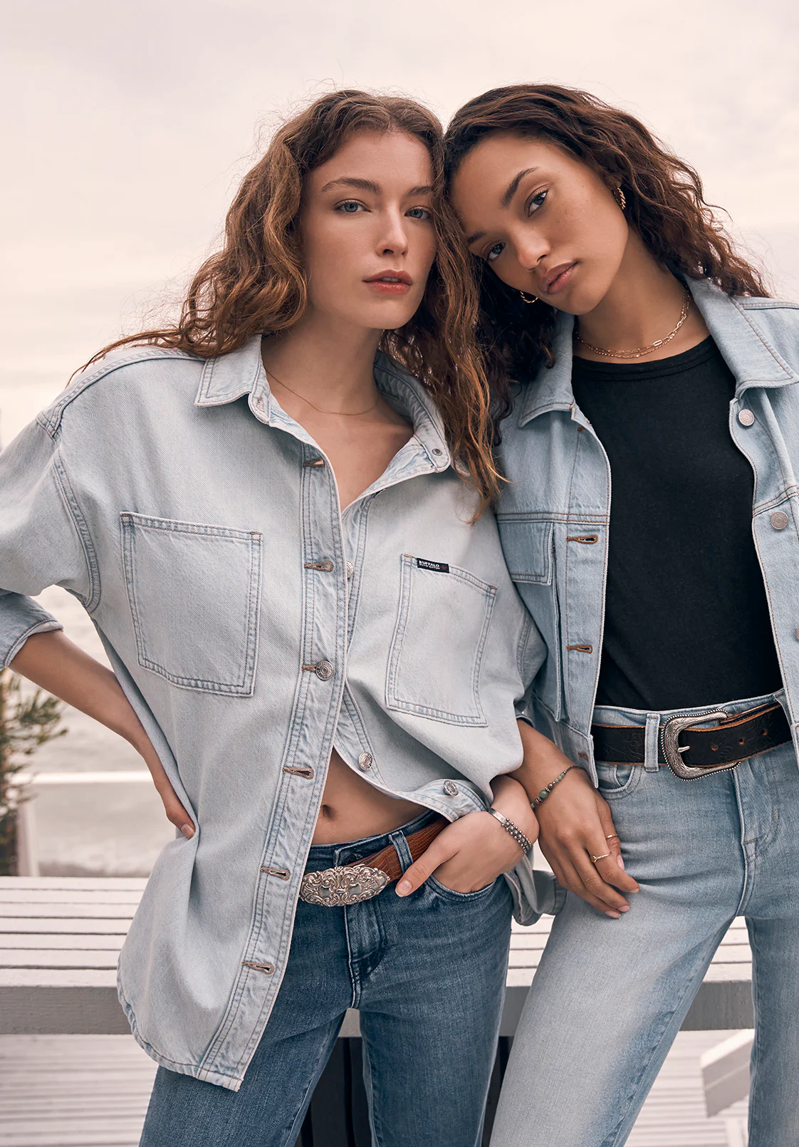 Sydney Women's Denim Shacket in Bleached Blue - BL15947 - Image 7