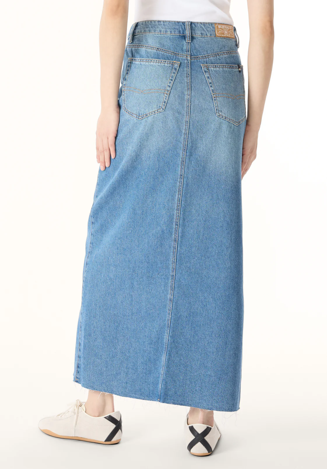Mid Waist Maxi Skirt Sylvie, Whiskered and Worn Indigo - BL16031 - Image 4