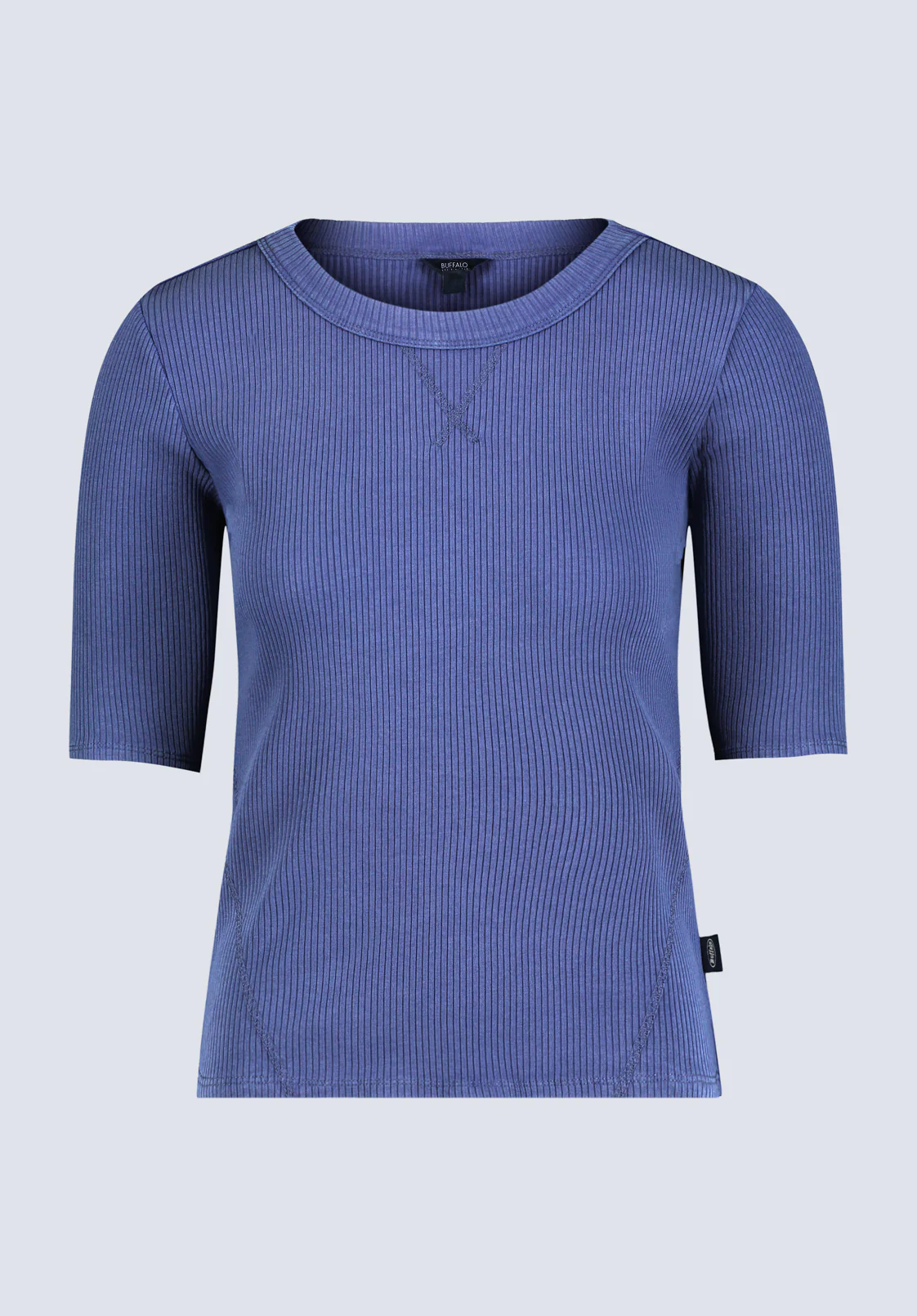 Tabbey Women's Ribbed Half-Sleeve Top, Blue - KT0172H - Image 5