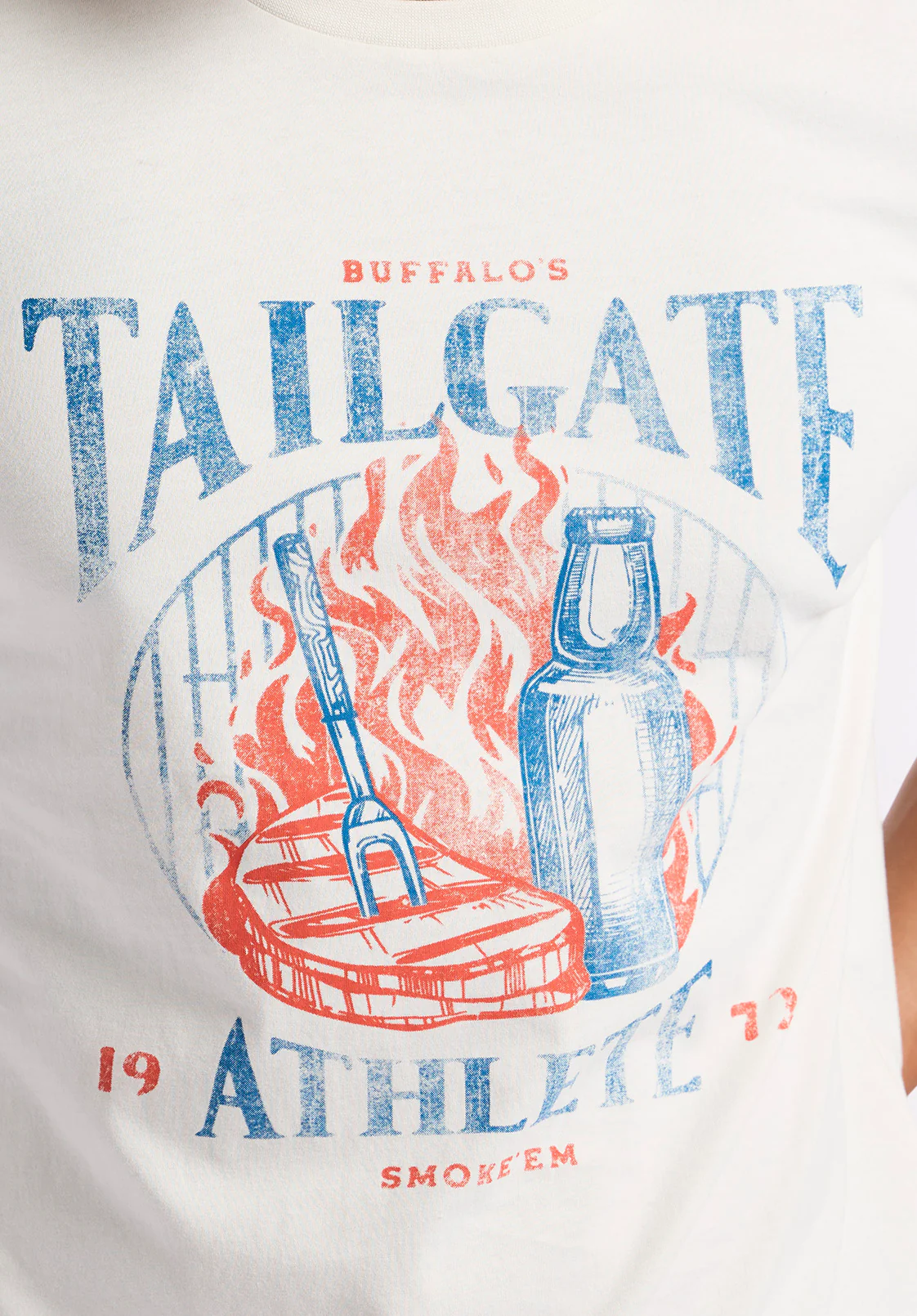 Tailgate Men's Graphic T-Shirt with BBQ Print, Milk - BM24640 - Image 5