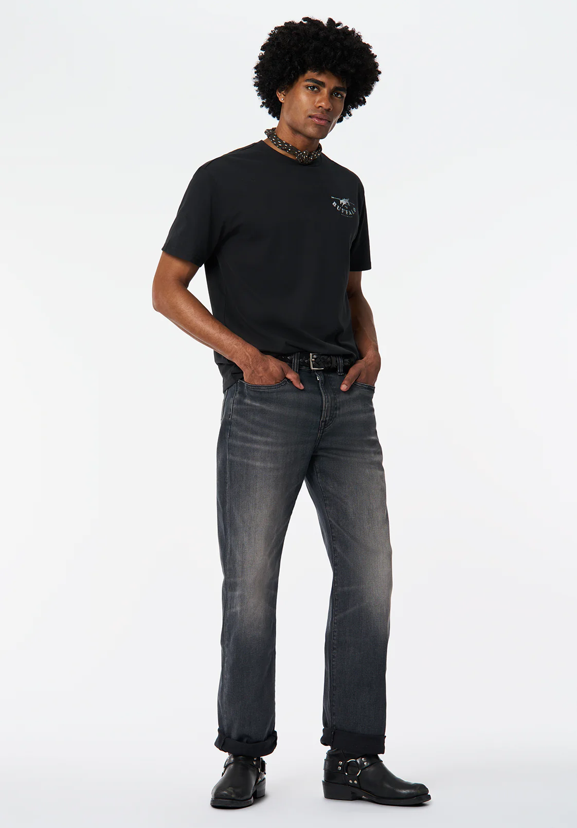 Talan Men's Graphic T-Shirt with Badlands Print, Black - BM24715