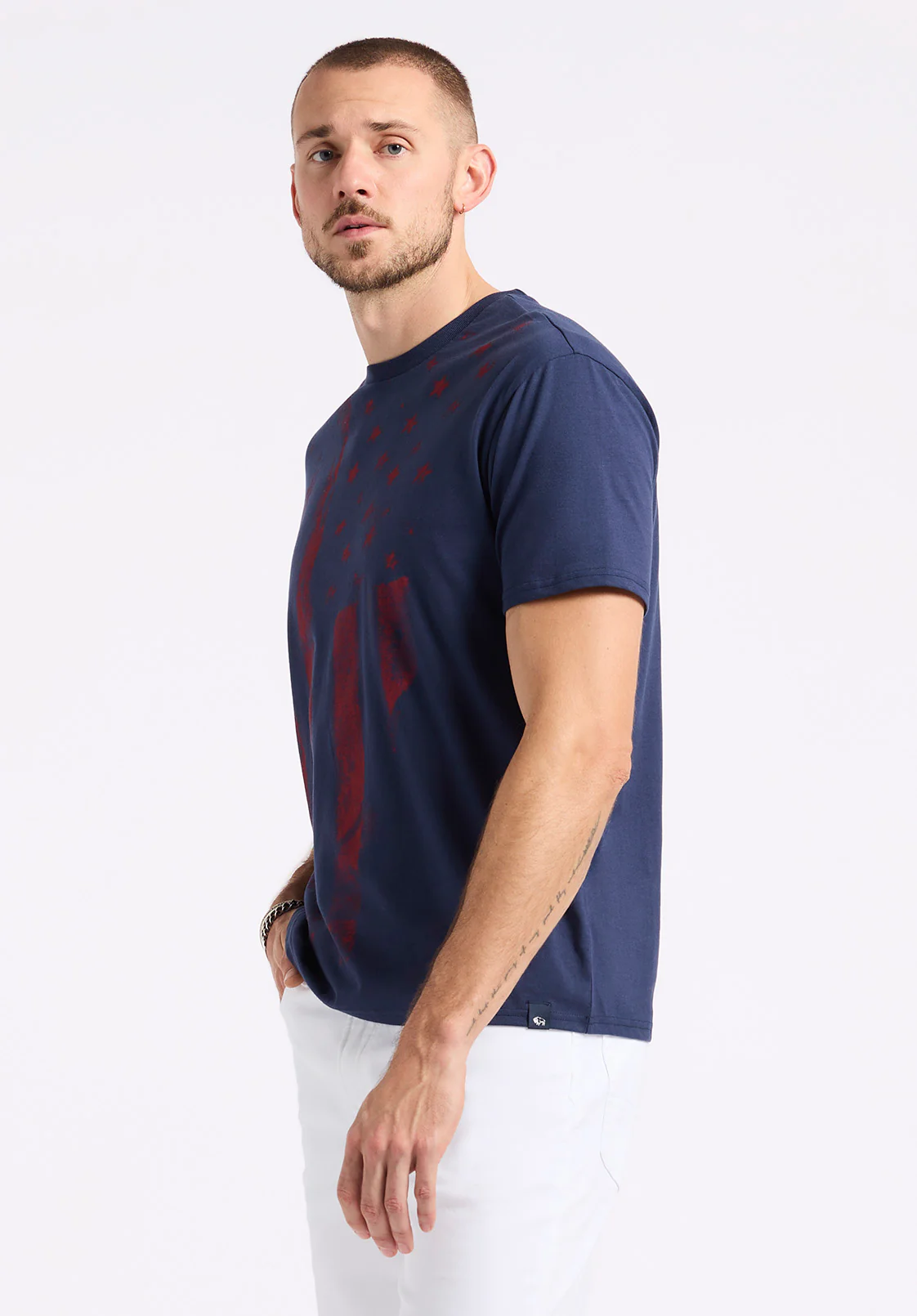 Talla Men's Graphic T-Shirt with American Flag Print, Whale - BM24650 - Image 3