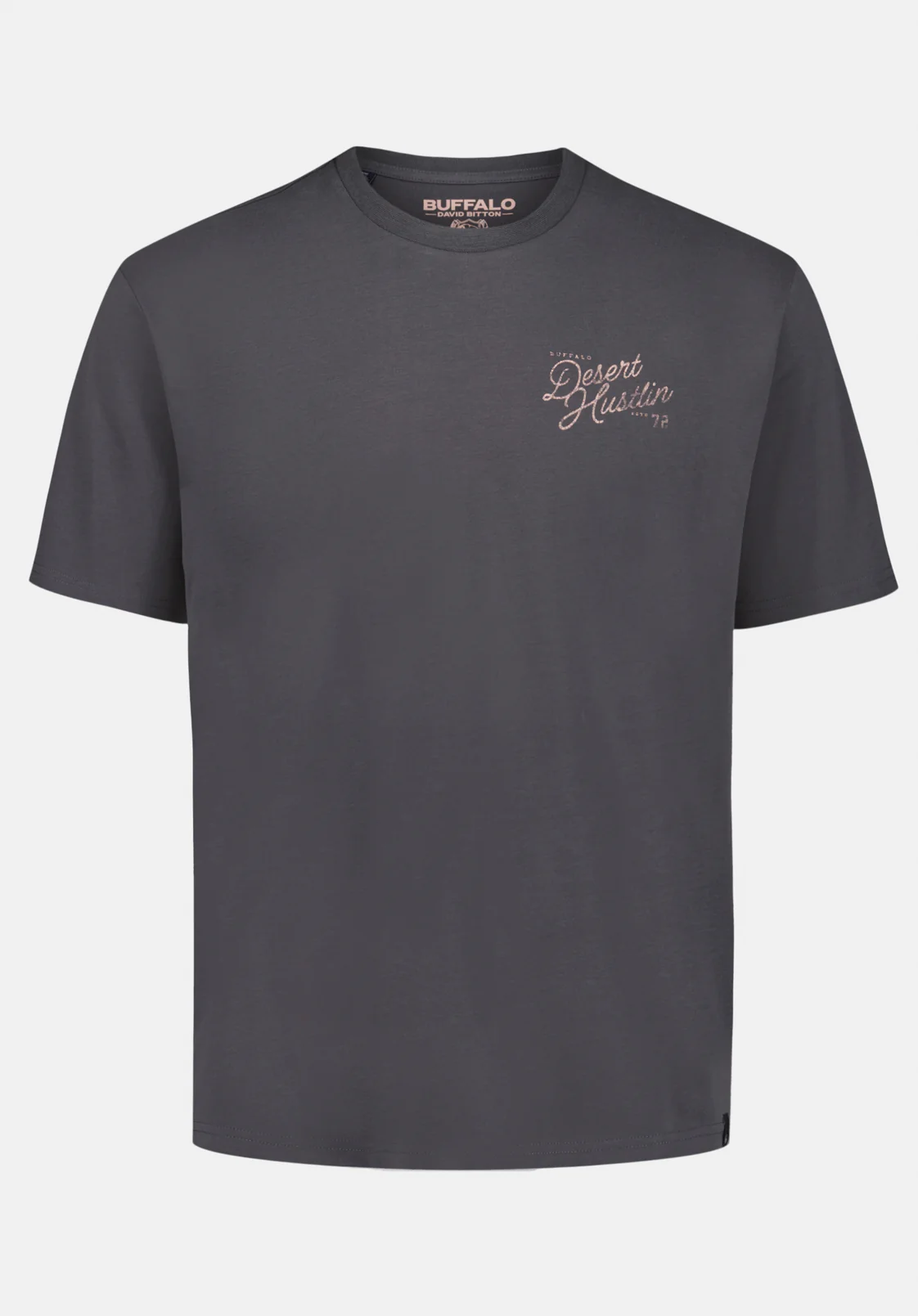 Tavian Men's Graphic T-Shirt with Desert Hustlin Print, Gray Pinstripe - BM24711 - Image 5