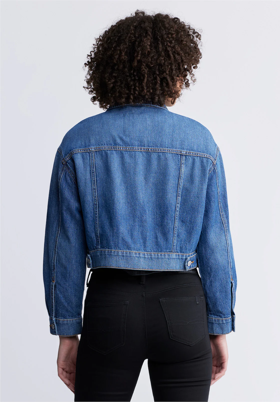 Teagan Women's Boxy Denim Jacket in Authentic Blue - BL15957 - Image 3