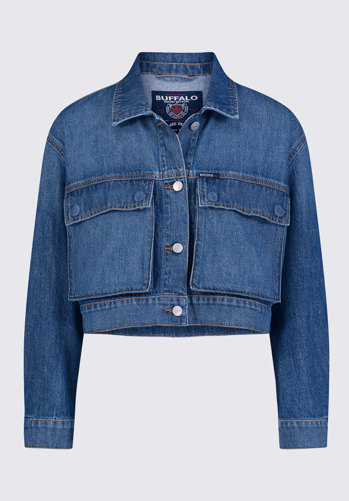 Teagan Women's Boxy Denim Jacket in Authentic Blue - BL15957 - Image 5