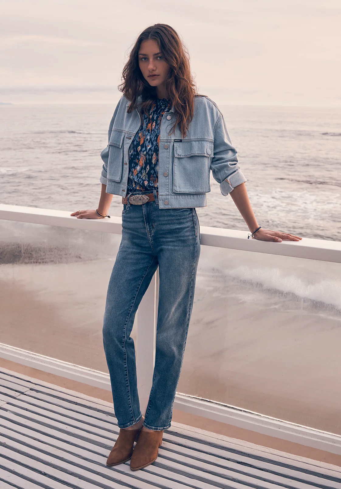 Teagan Women's Boxy Denim Jacket in Bleached Blue - BL15967 - Image 4