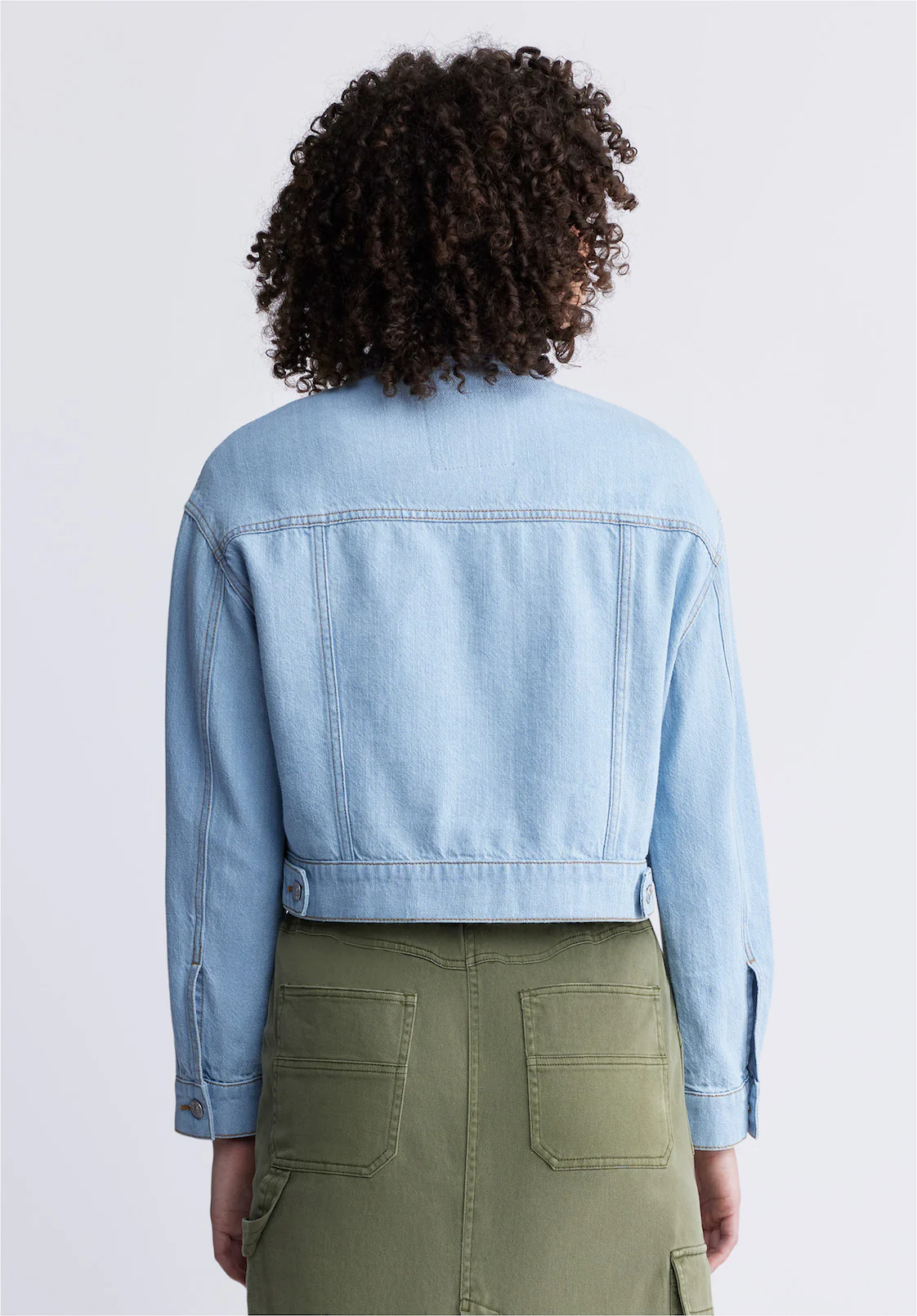 Teagan Women's Boxy Denim Jacket in Bleached Blue - BL15967 - Image 5
