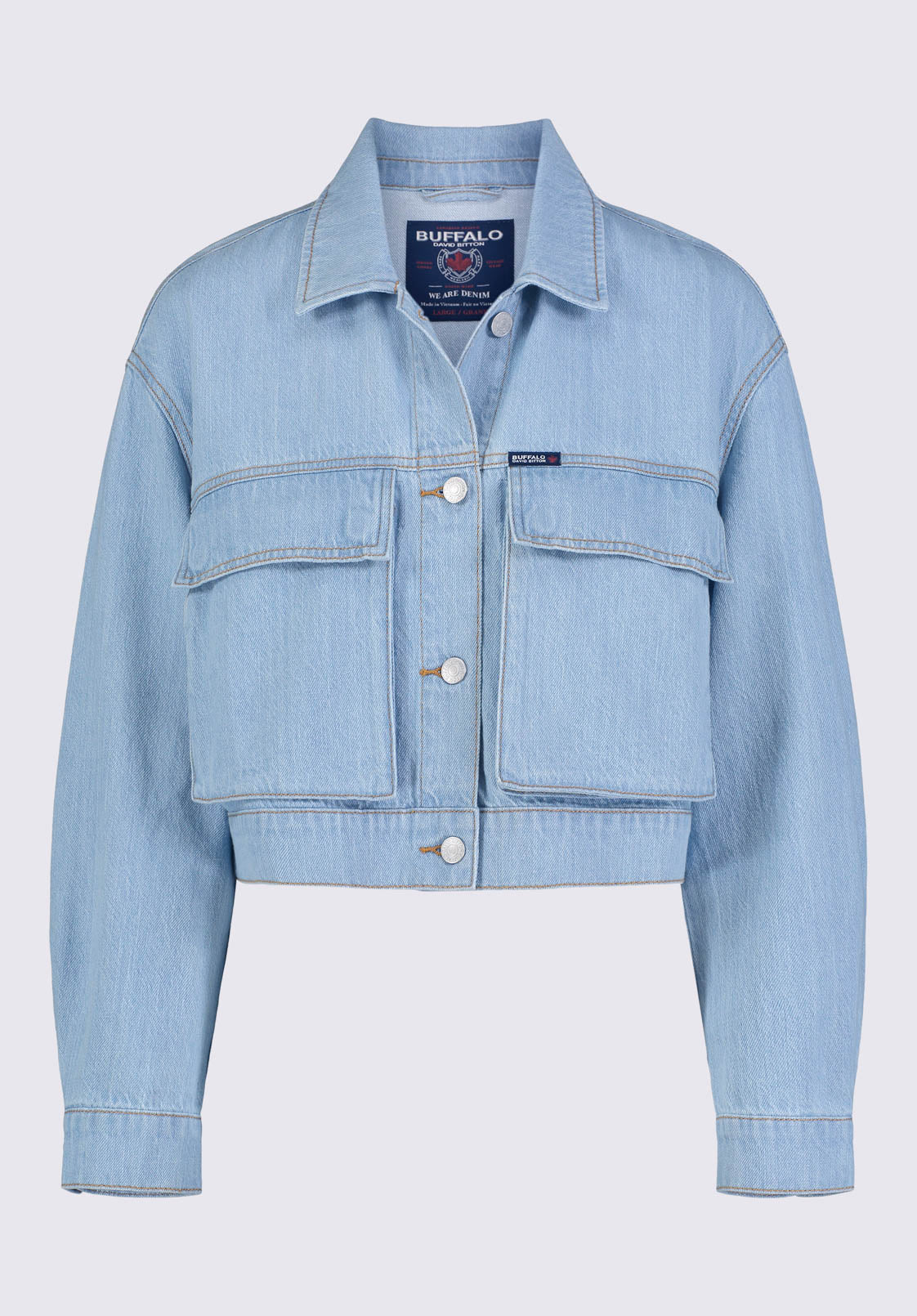 Teagan Women's Boxy Denim Jacket in Bleached Blue - BL15967 - Image 6