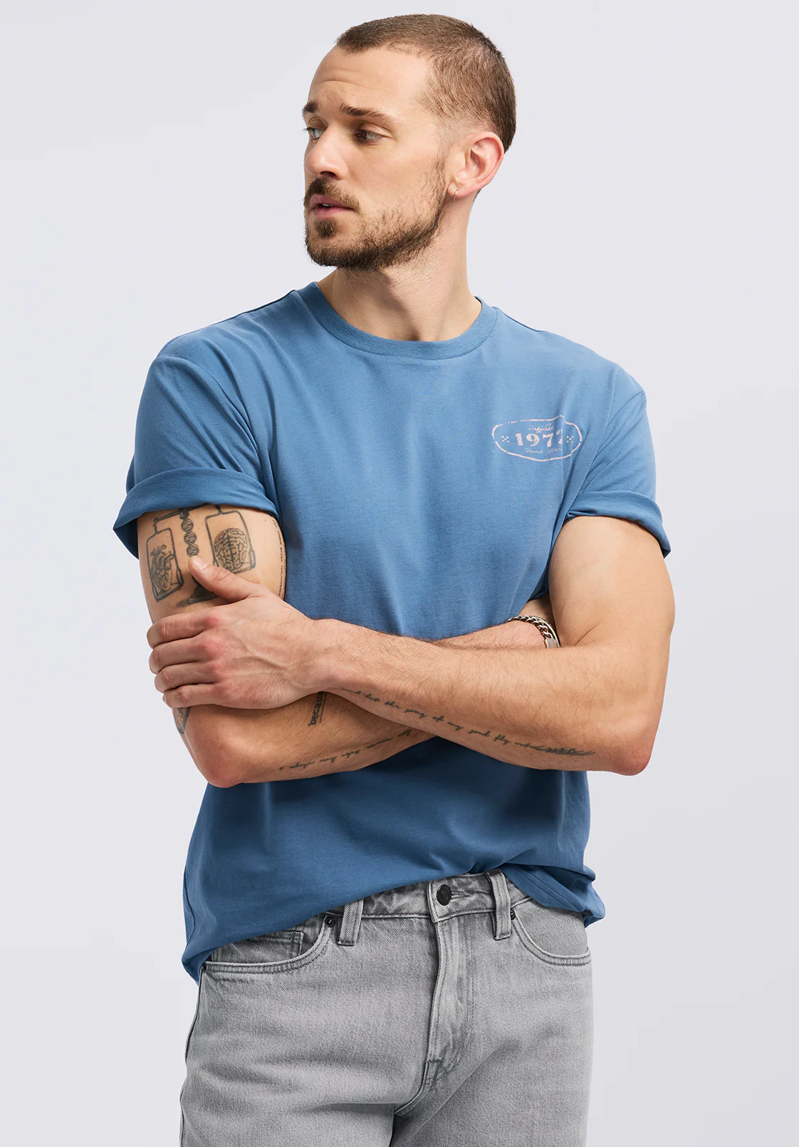 Tesert Men's Graphic T-Shirt with Desert Daze Print, Moonlight Blue - BM24655 - Image 3
