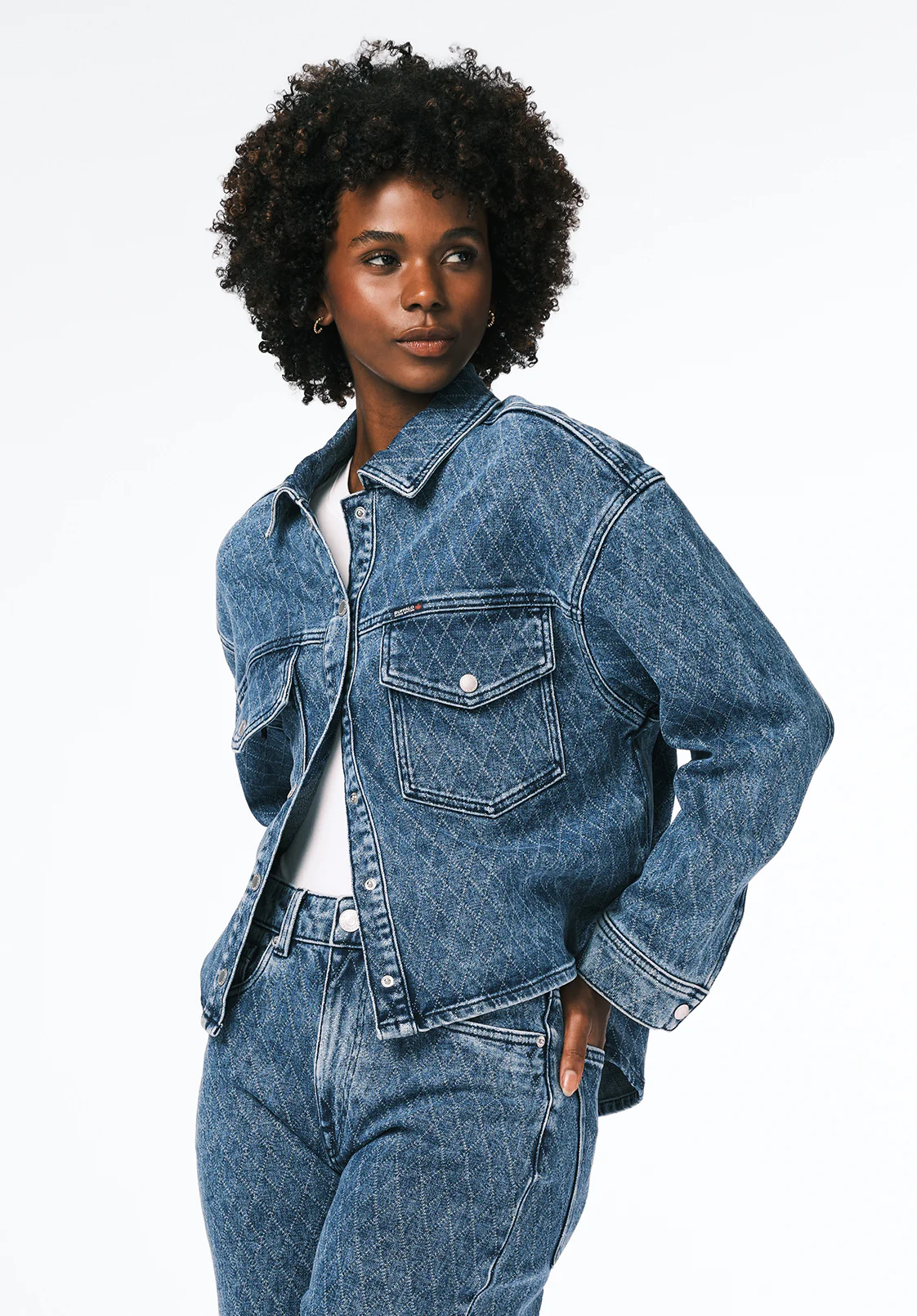 Tessa Women's Boxy Denim Jacket, Sanded and Contrasted - BL16150 - Image 3