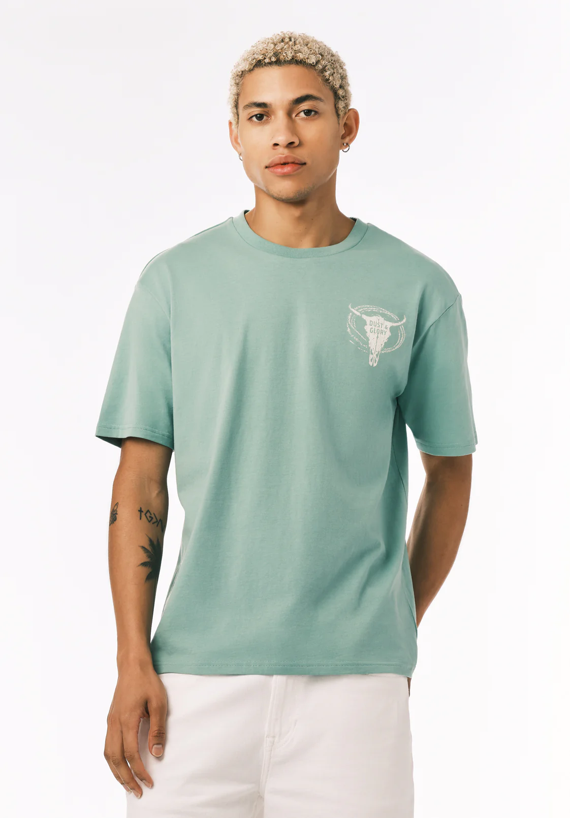 Teyze Men’s Dust & Glory Skull Graphic T-Shirt, Creme De Menthe - BM24840 - Image 3
