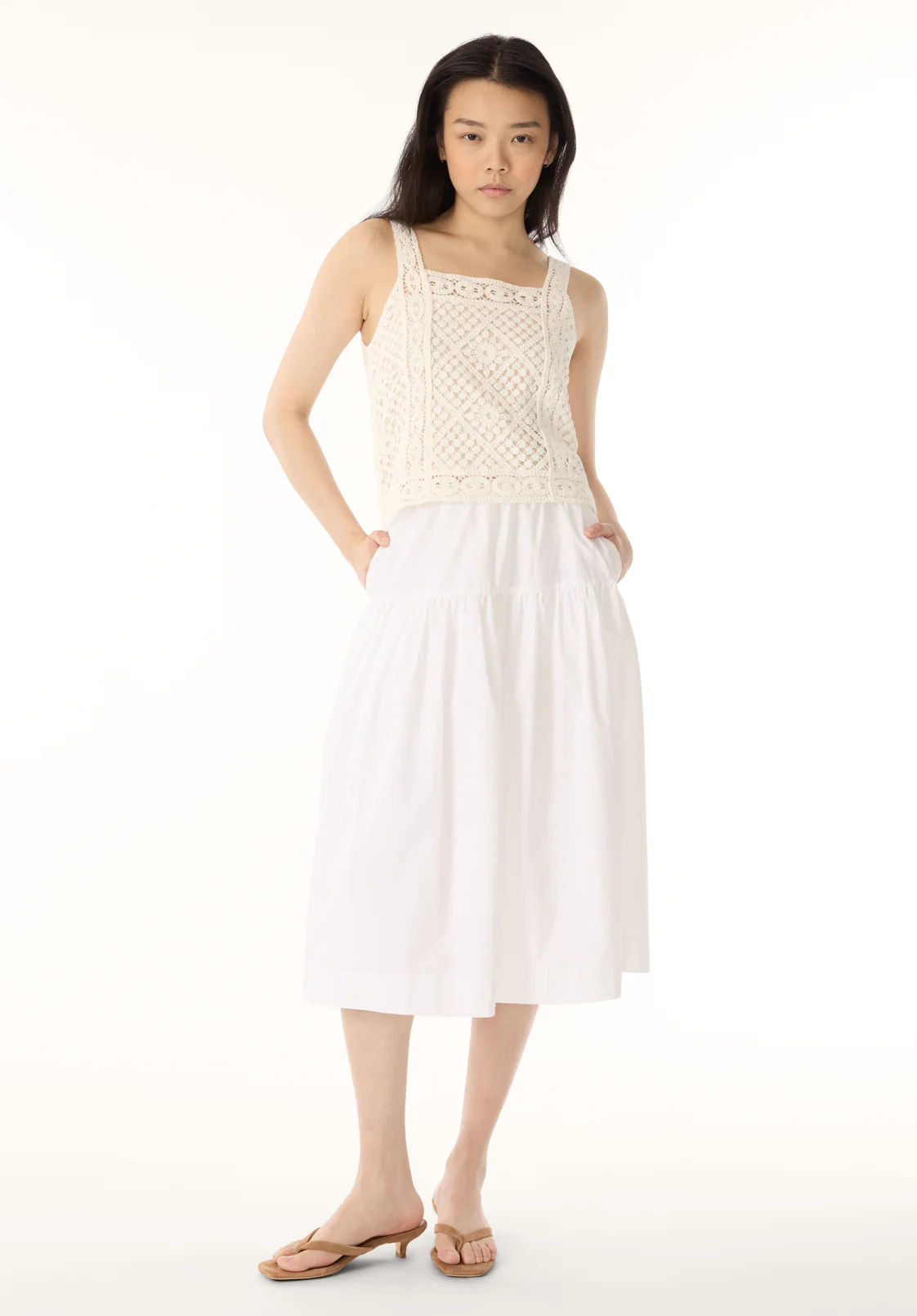 Thalassa Women's Crochet Tank Top, White - SW0121P