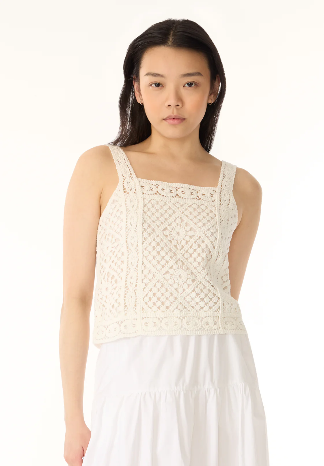 Thalassa Women's Crochet Tank Top, White - SW0121P - Image 2
