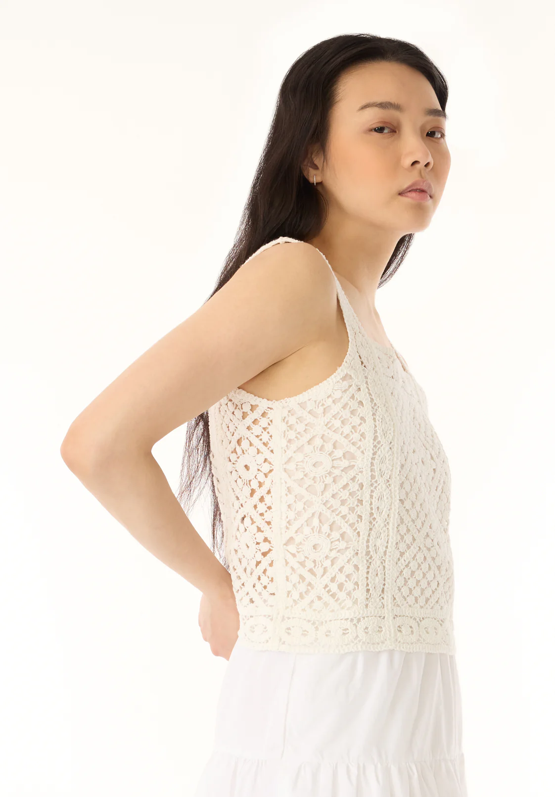 Thalassa Women's Crochet Tank Top, White - SW0121P - Image 3