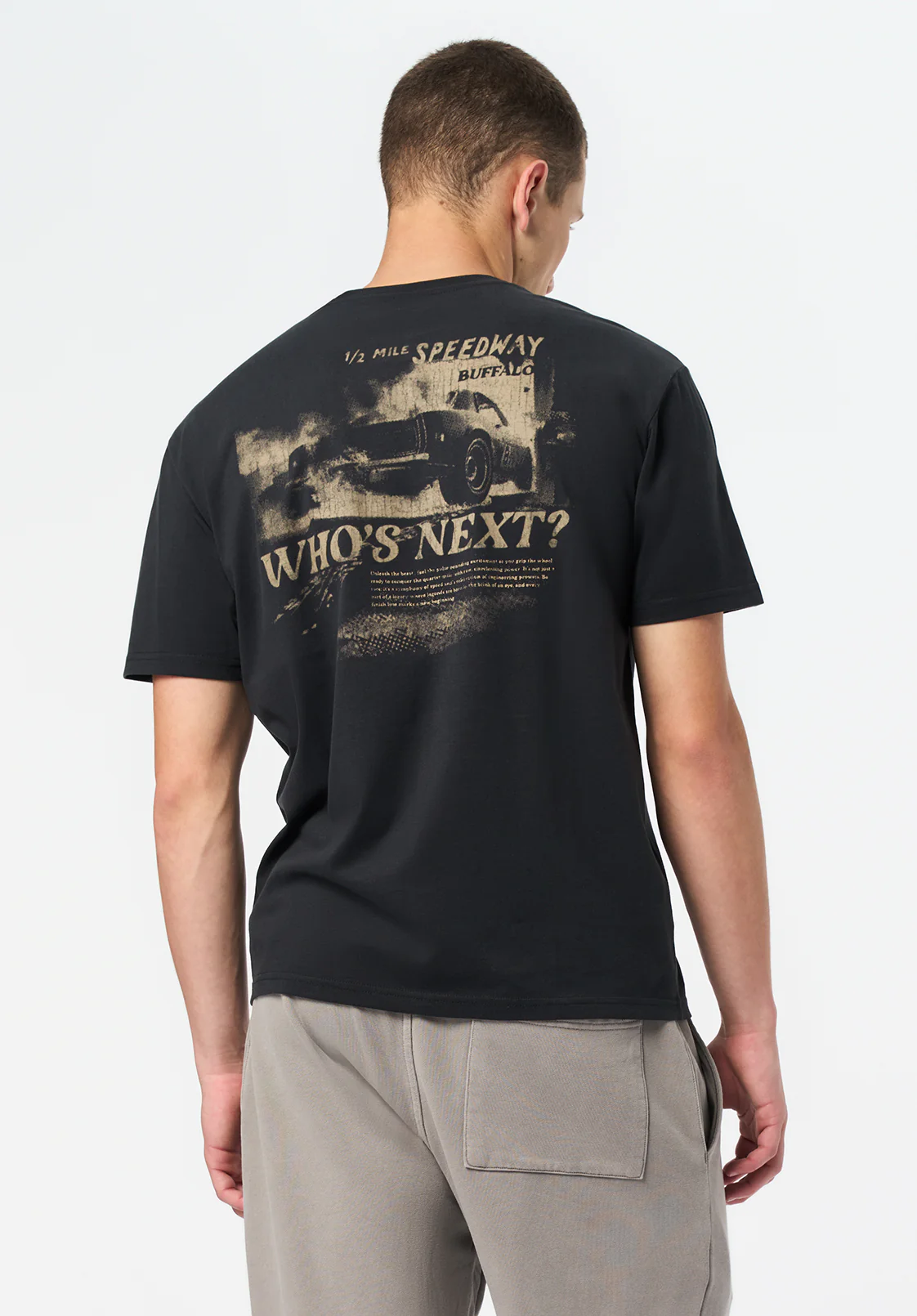 Thane Men's Graphic T-Shirt with Speedway Print, Black - BM24709 - Image 2