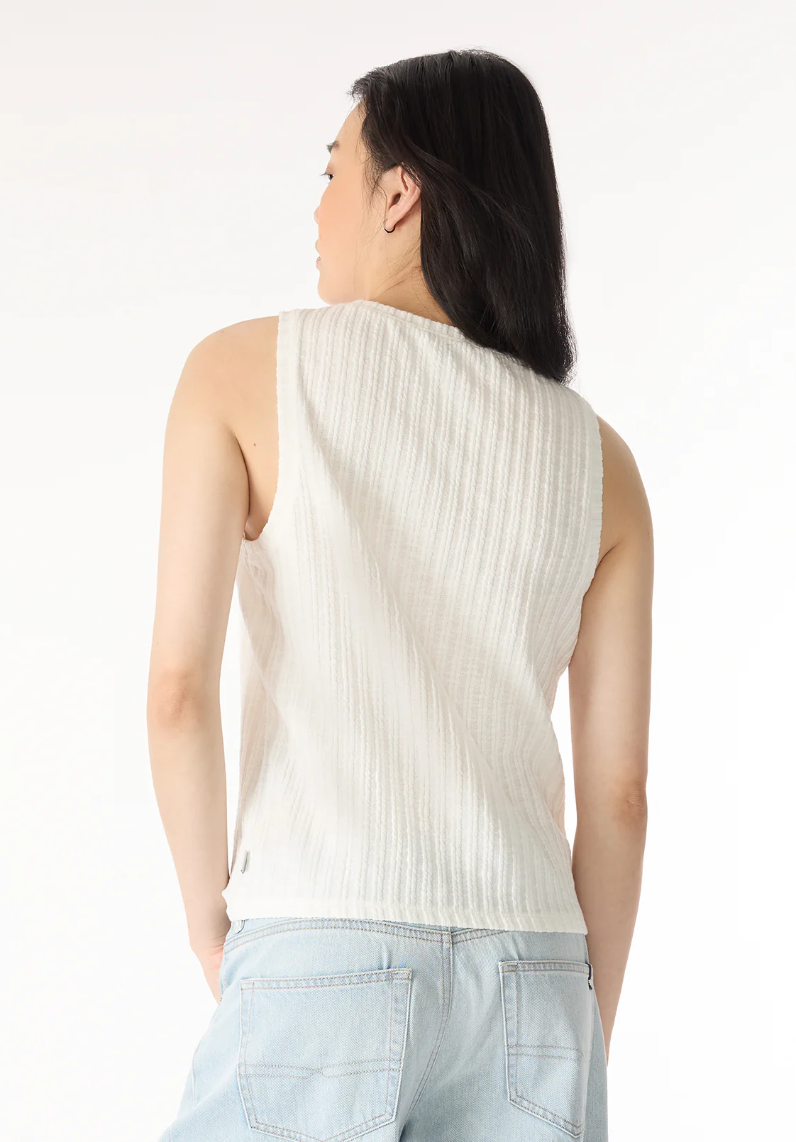 Thurryn Women's Textured Rib Knit Tank Top, Blanc - KT0192P - Image 4
