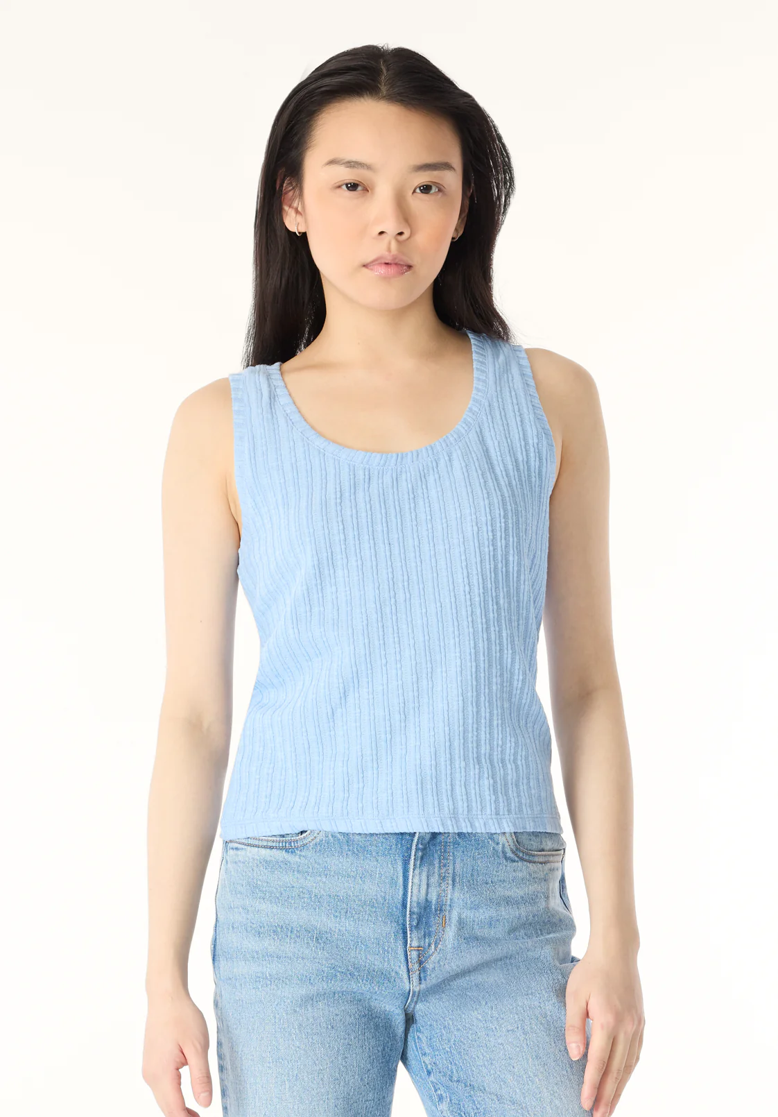 Thurryn Women's Textured Rib Knit Tank Top, Placid Blue - KT0192P - Image 2