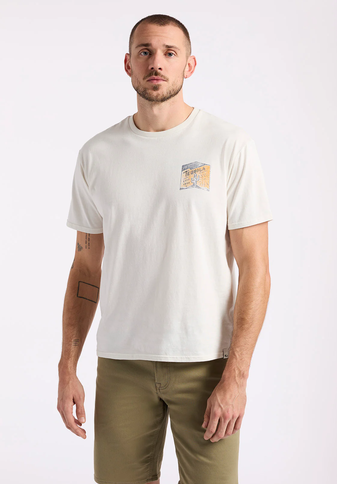 Tinglev Men's Graphic T-Shirt with Tequila Print, Milk - BM24636 - Image 3