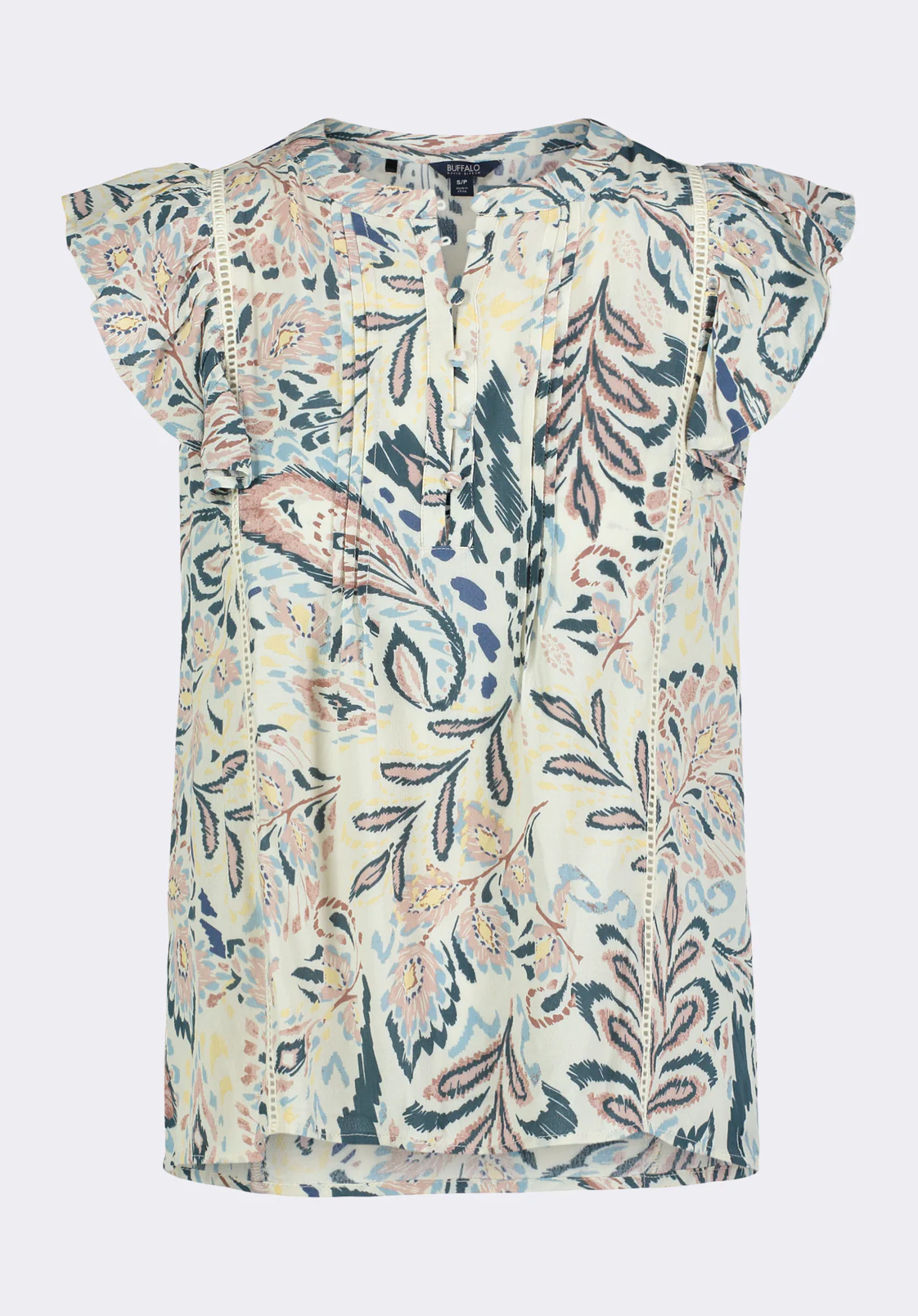 Tinlee Women's Sleeveless Floral Ruffle Blouse with Pintuck Details, Paisley - WT0175P - Image 6