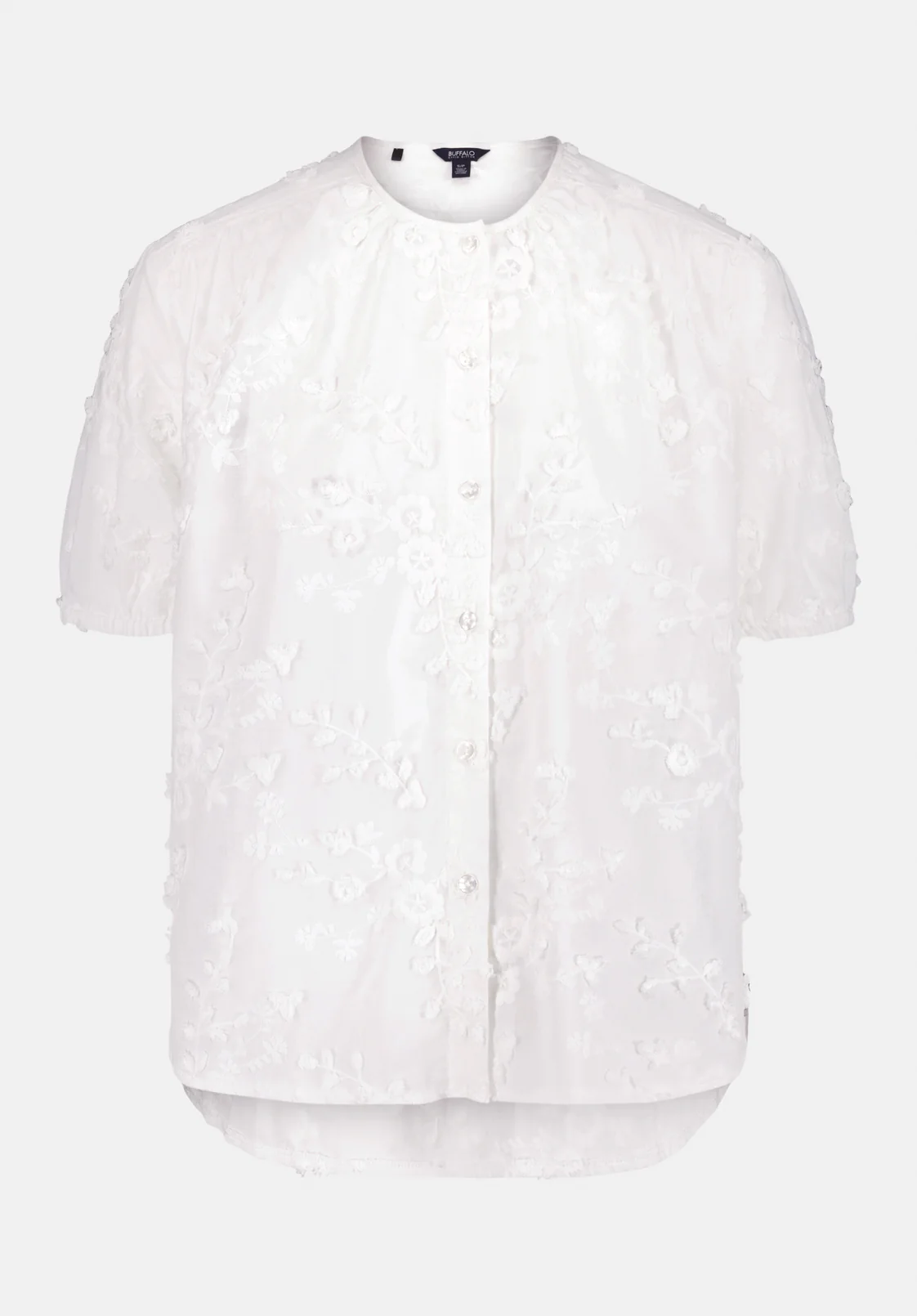 Titha Women's Embroidered Organza Blouse with Puff Sleeves, White - WT0209 - Image 5