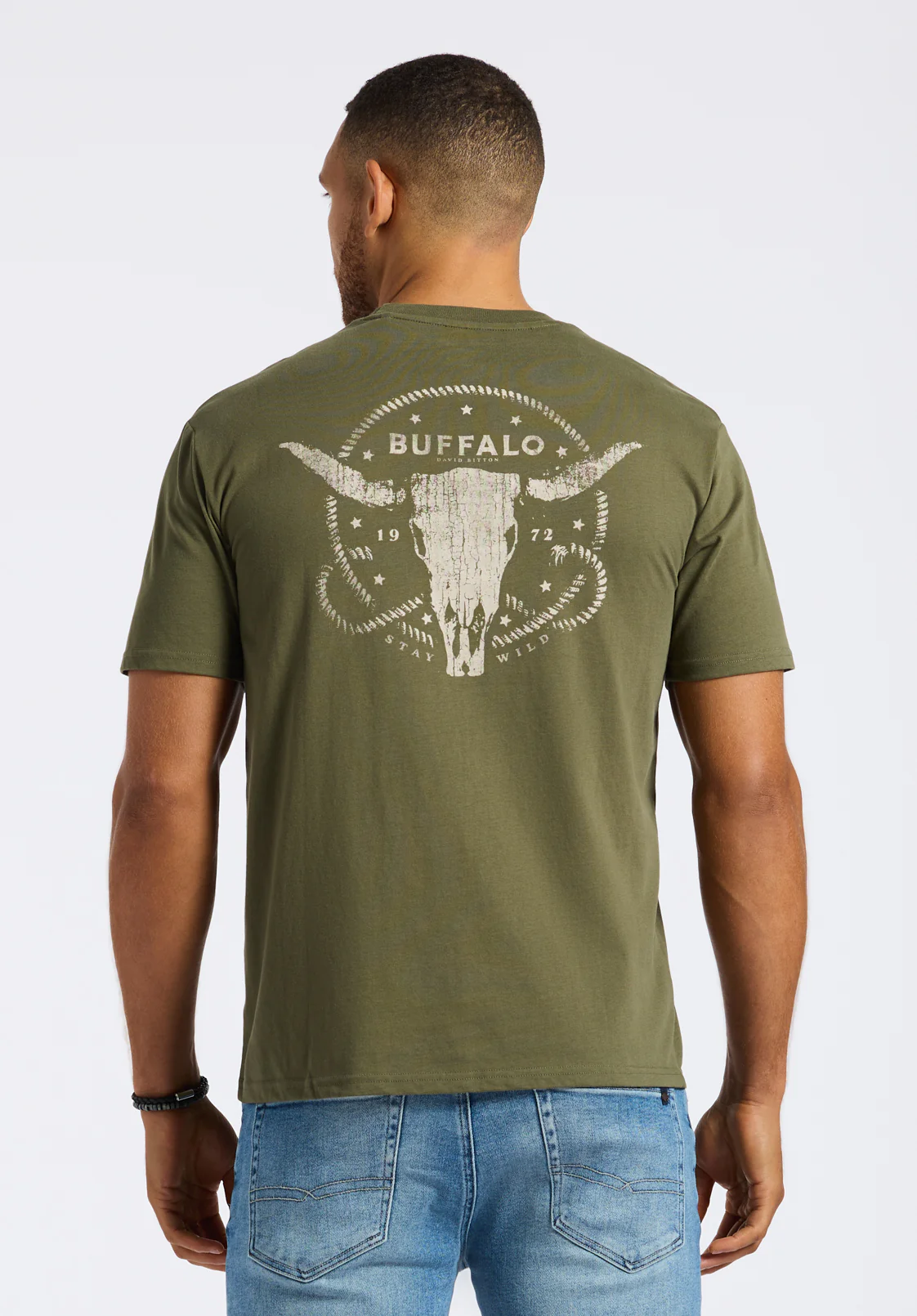Toftlund Men's Graphic T-Shirt with Bull Skull Print, Fern Green - BM24635 - Image 2