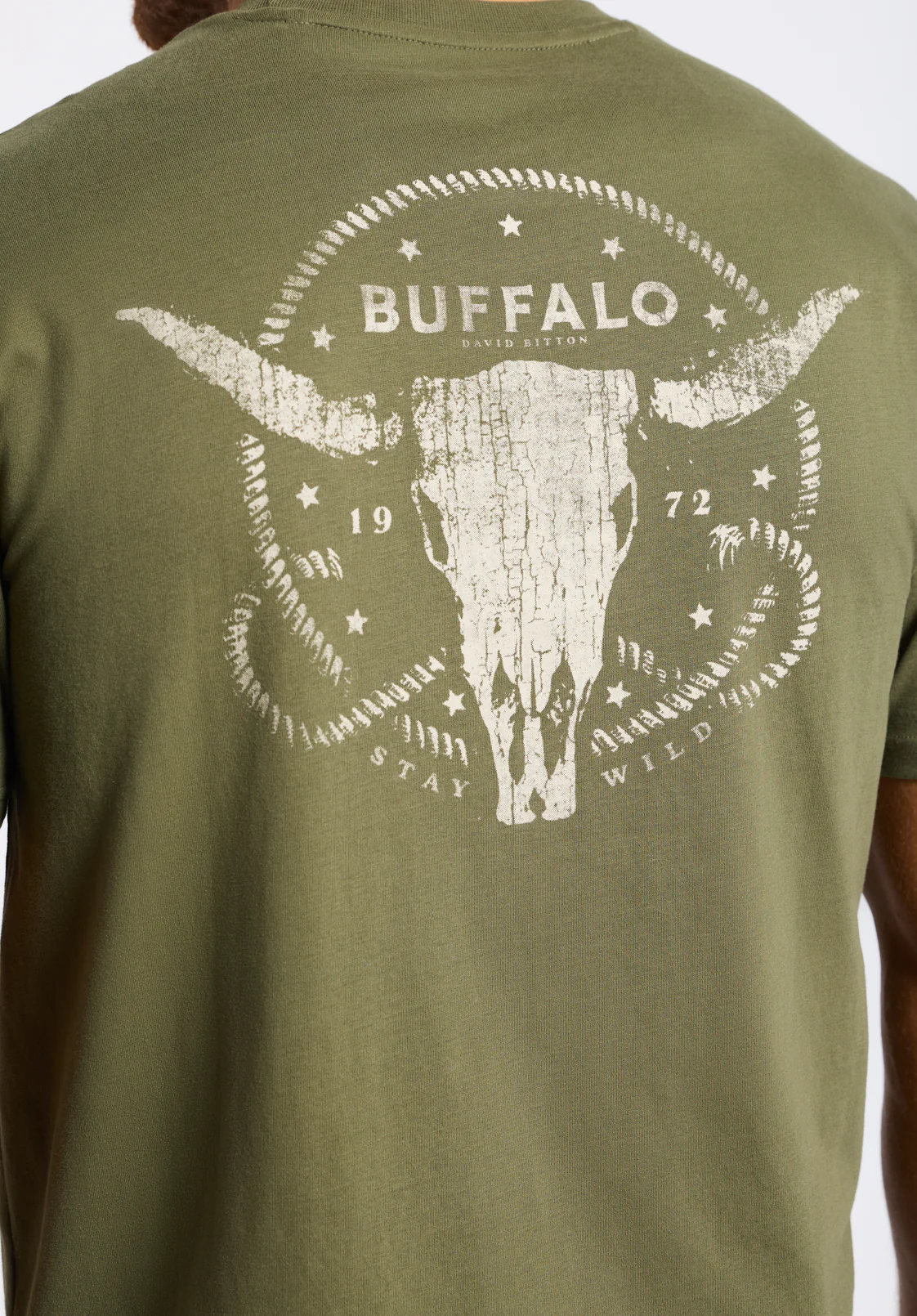 Toftlund Men's Graphic T-Shirt with Bull Skull Print, Fern Green - BM24635 - Image 5