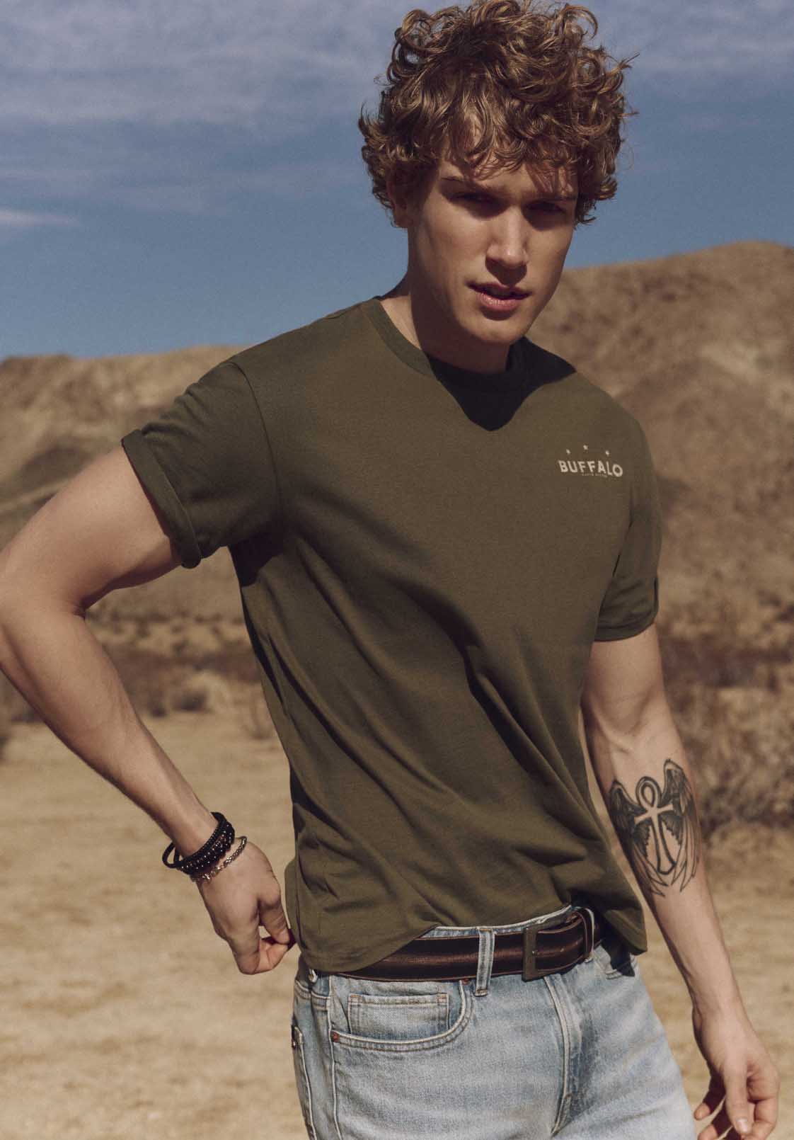 Toftlund Men's Graphic T-Shirt with Bull Skull Print, Fern Green - BM24635 - Image 7