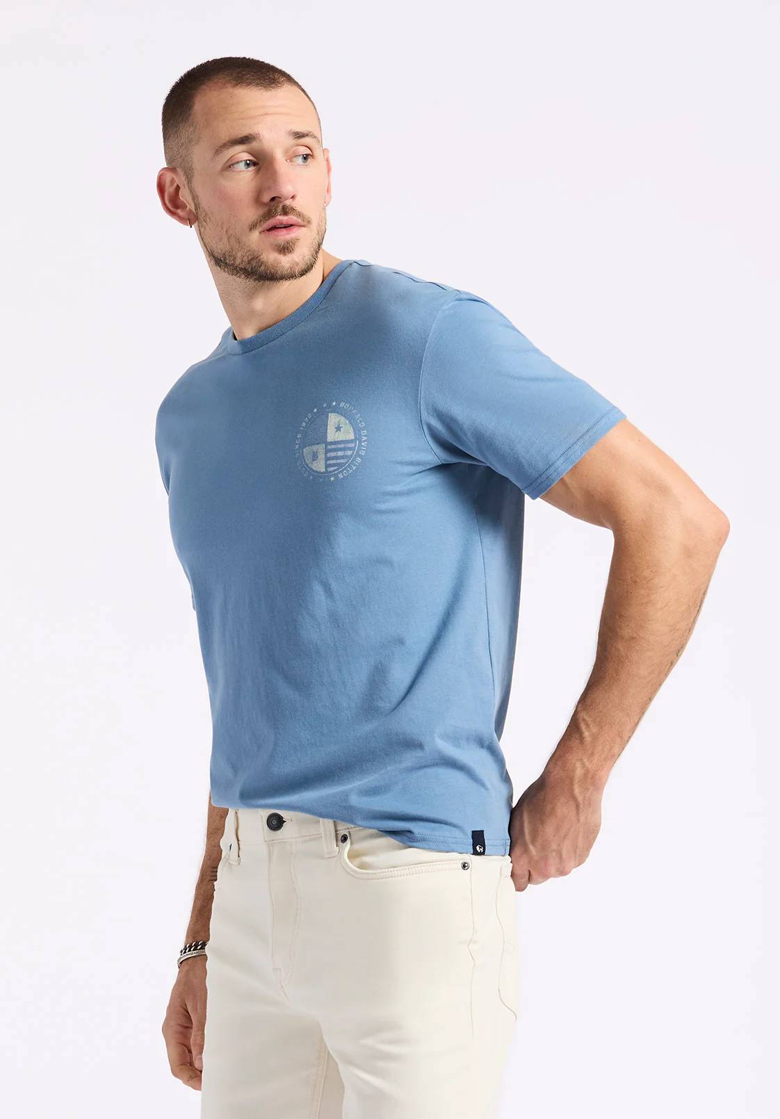Tollose Men's Graphic T-Shirt with Heritage Print, Coronet Blue - BM24633 - Image 3