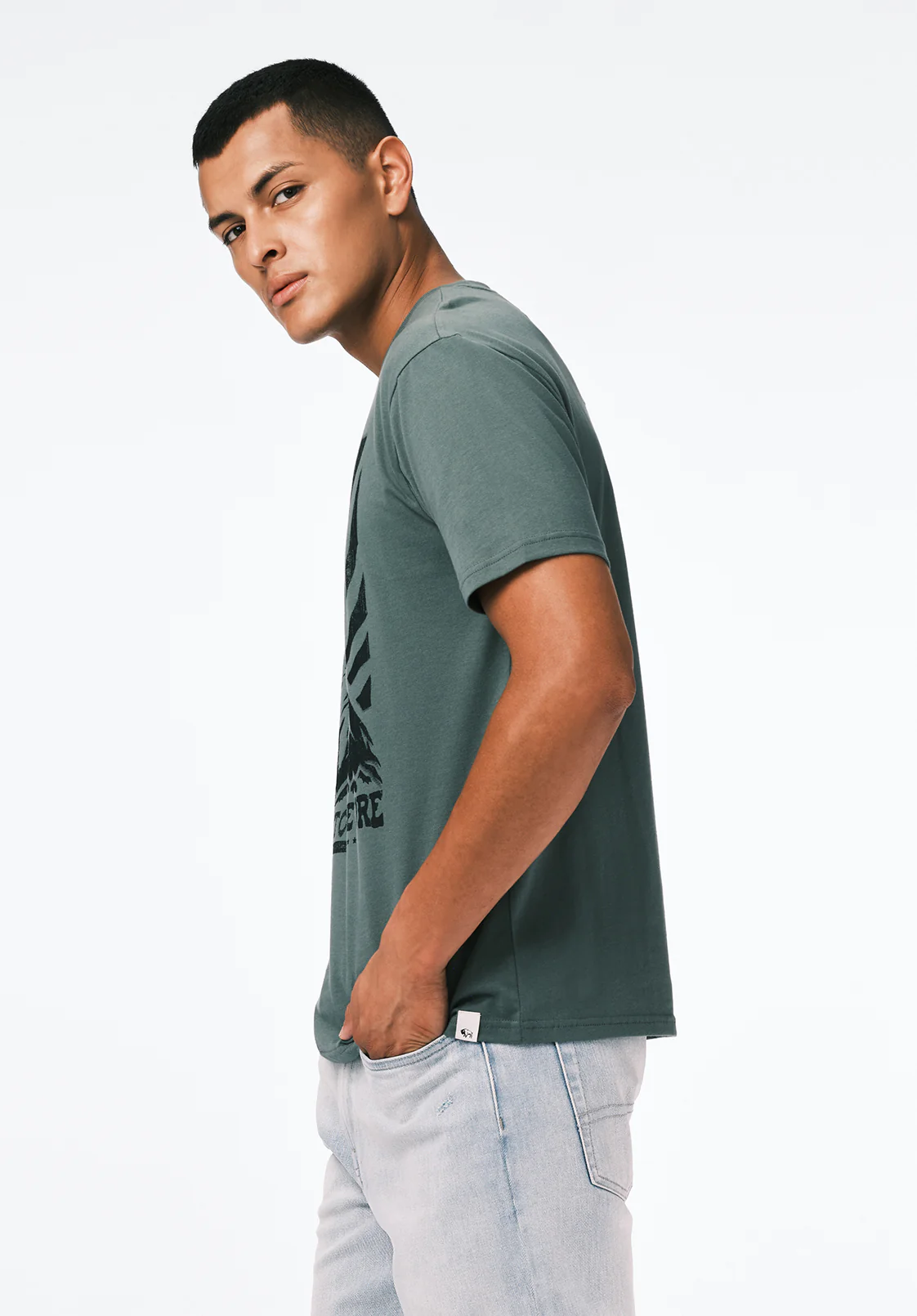Trelan Men's Graphic T-Shirt with Eagle Print, Dark Forest - BM24725 - Image 3