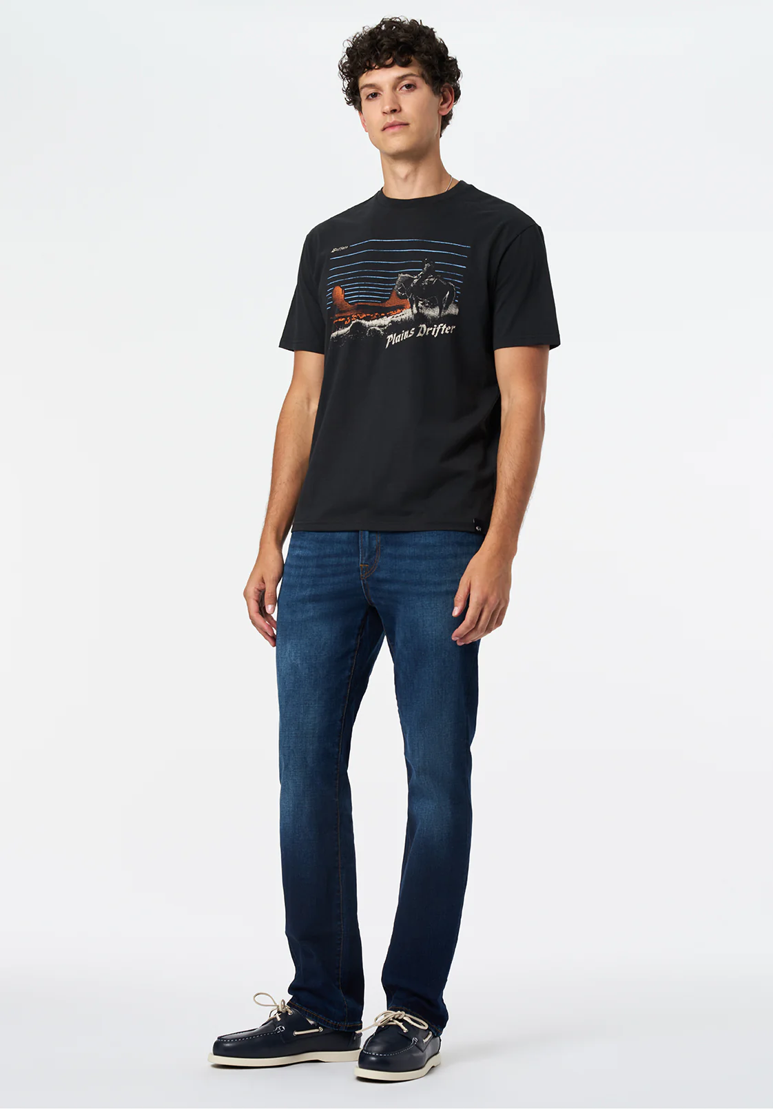 Trystan Men's Graphic T-Shirt with Plains Drifter Print, Black - BM24704