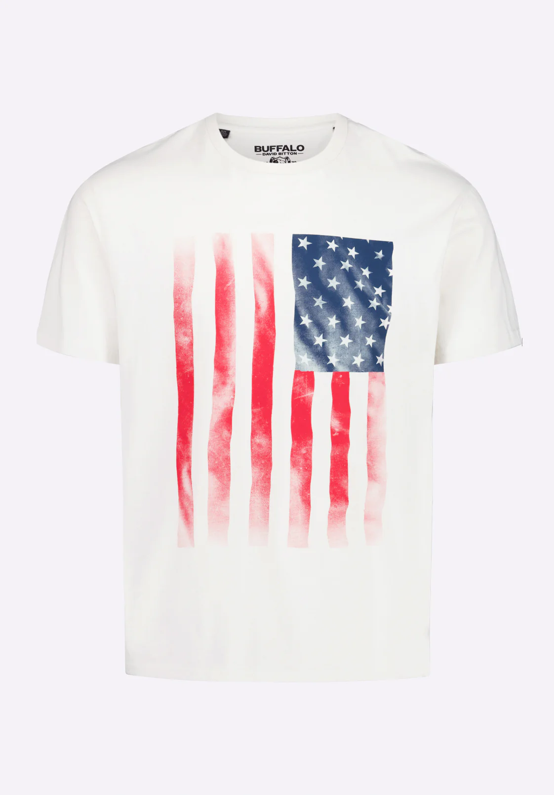 Tusaf Men's Graphic T-Shirt with American Flag Print, Milk - BM24648 - Image 5