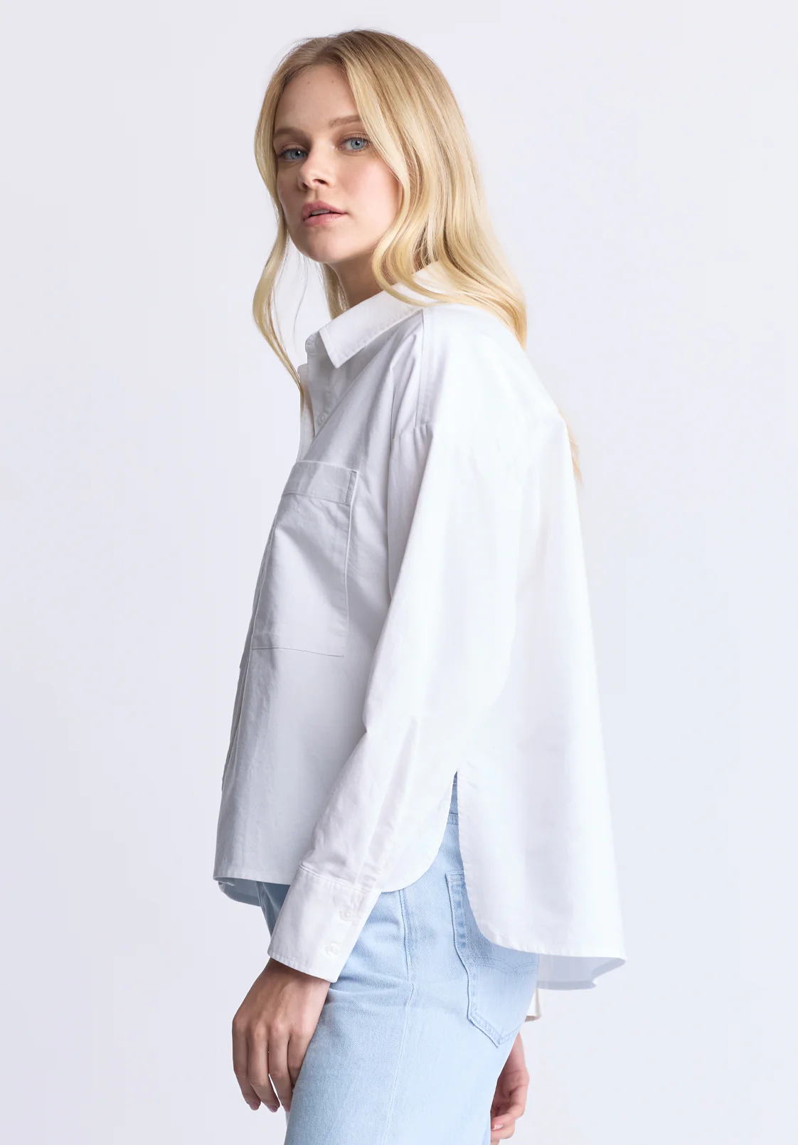 Twyla Women's Boxy Button-Up Shirt, White - WT0170H - Image 3