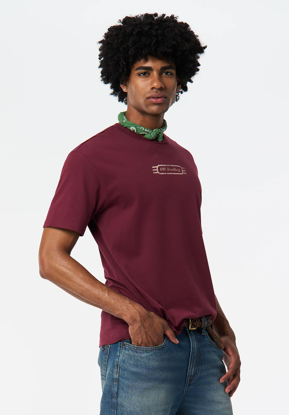 Tymon Men's Graphic T-Shirt with 4Wheels Print, Maroon Banner - BM24717 - Image 4