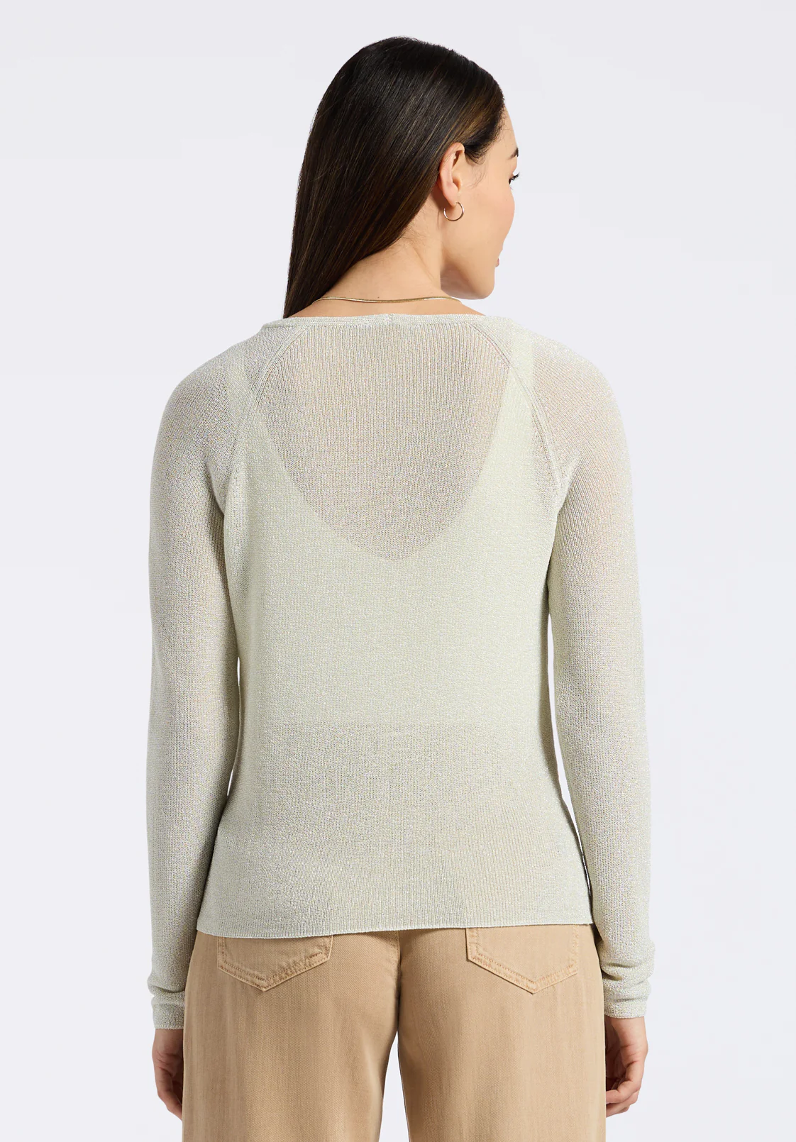 Valencianna Women's V-Neck Lightweight Knit Sweater, Flax Green - SW0126P - Image 3