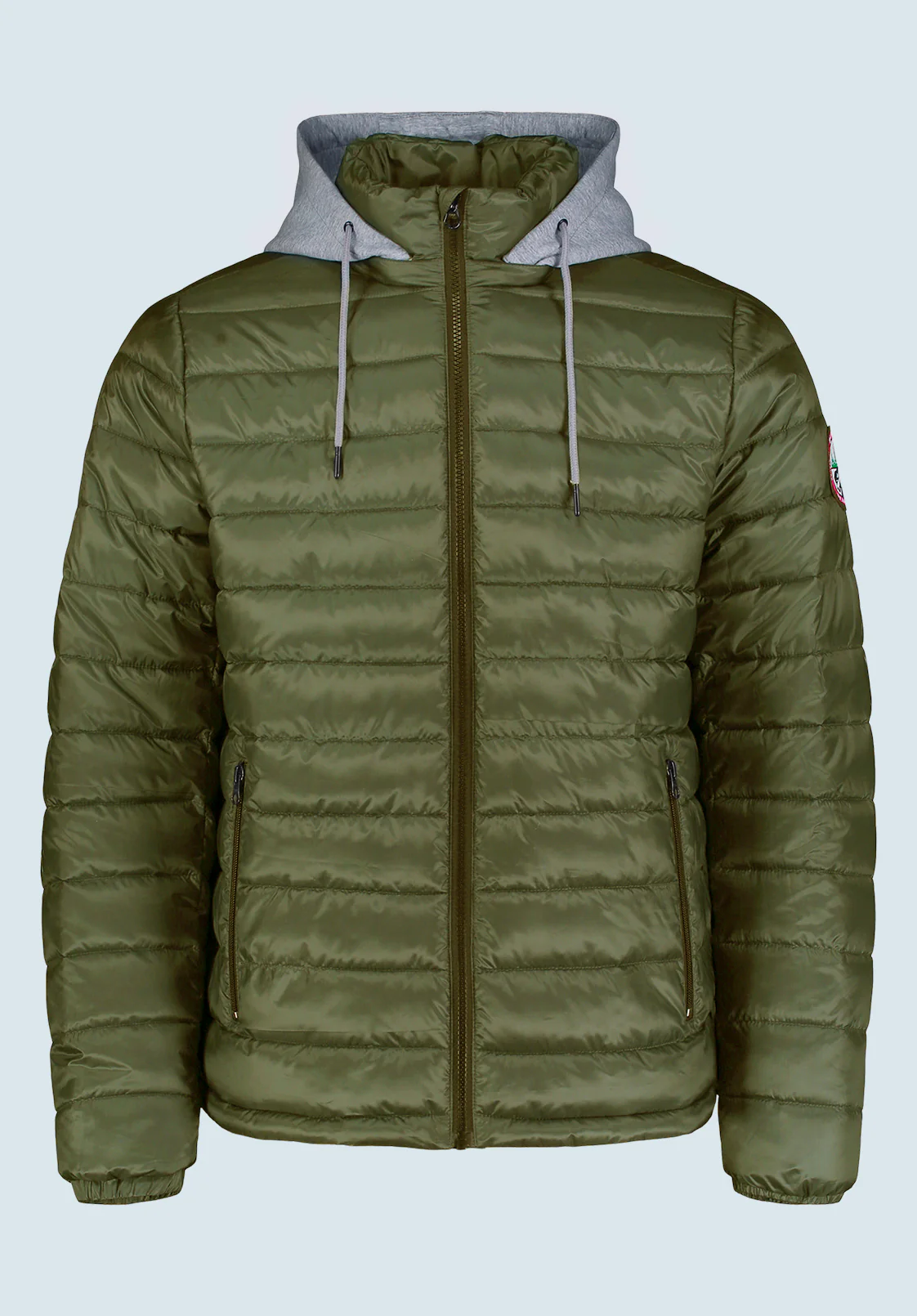Vince Men’s Quilted Puffer Zip-Up Jacket with Contrasting Hoodie, Green - OBMFE003 - Image 3