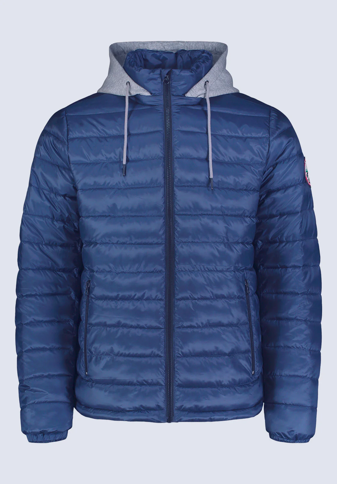 Vince Men’s Quilted Puffer Zip-Up Jacket with Contrasting Hoodie, Blue - OBMFE003 - Image 3