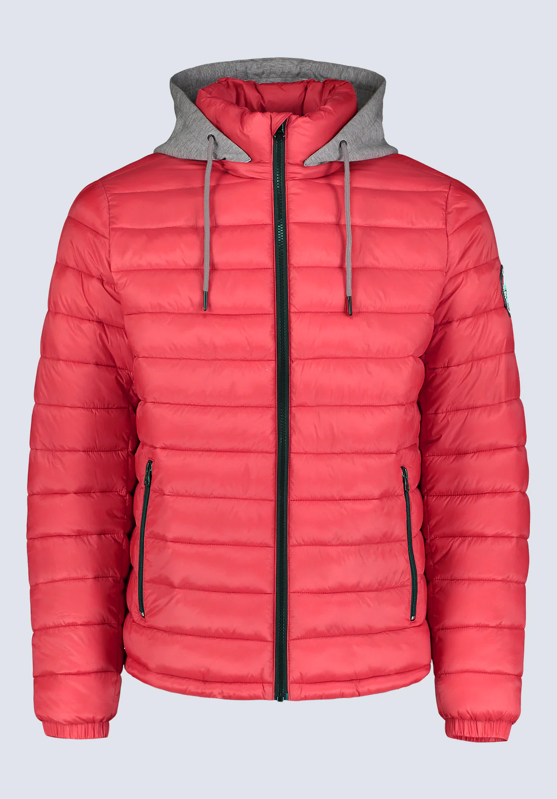 Vince Men’s Quilted Puffer Zip-Up Jacket with Contrasting Hoodie, Red - OBMFE003 - Image 5