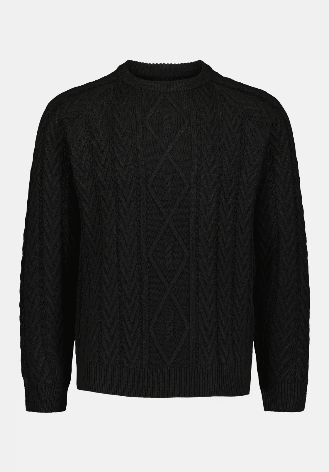 Walder Men's Relaxed Cable Knit Sweater, Black - BM24771 - Image 5