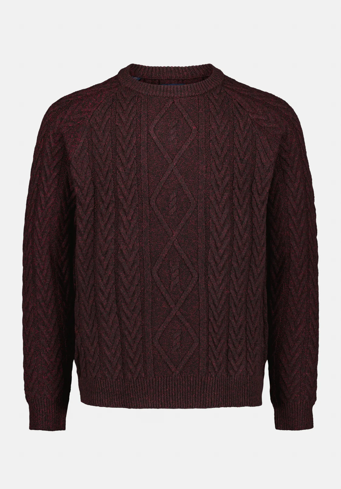 Walder Men's Relaxed Cable Knit Sweater, Maroon Banner - BM24771 - Image 5