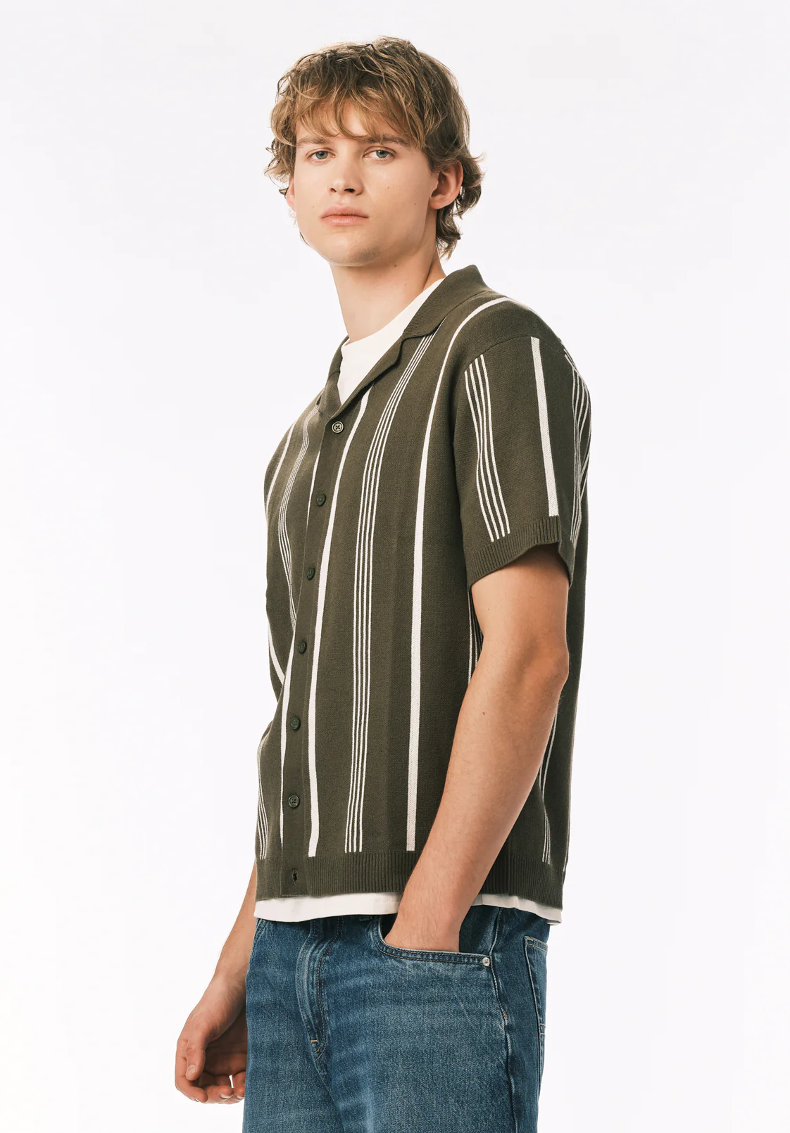 Waldir Men’s Short Sleeve Sweater Shirt, Fern - BM24787 - Image 4