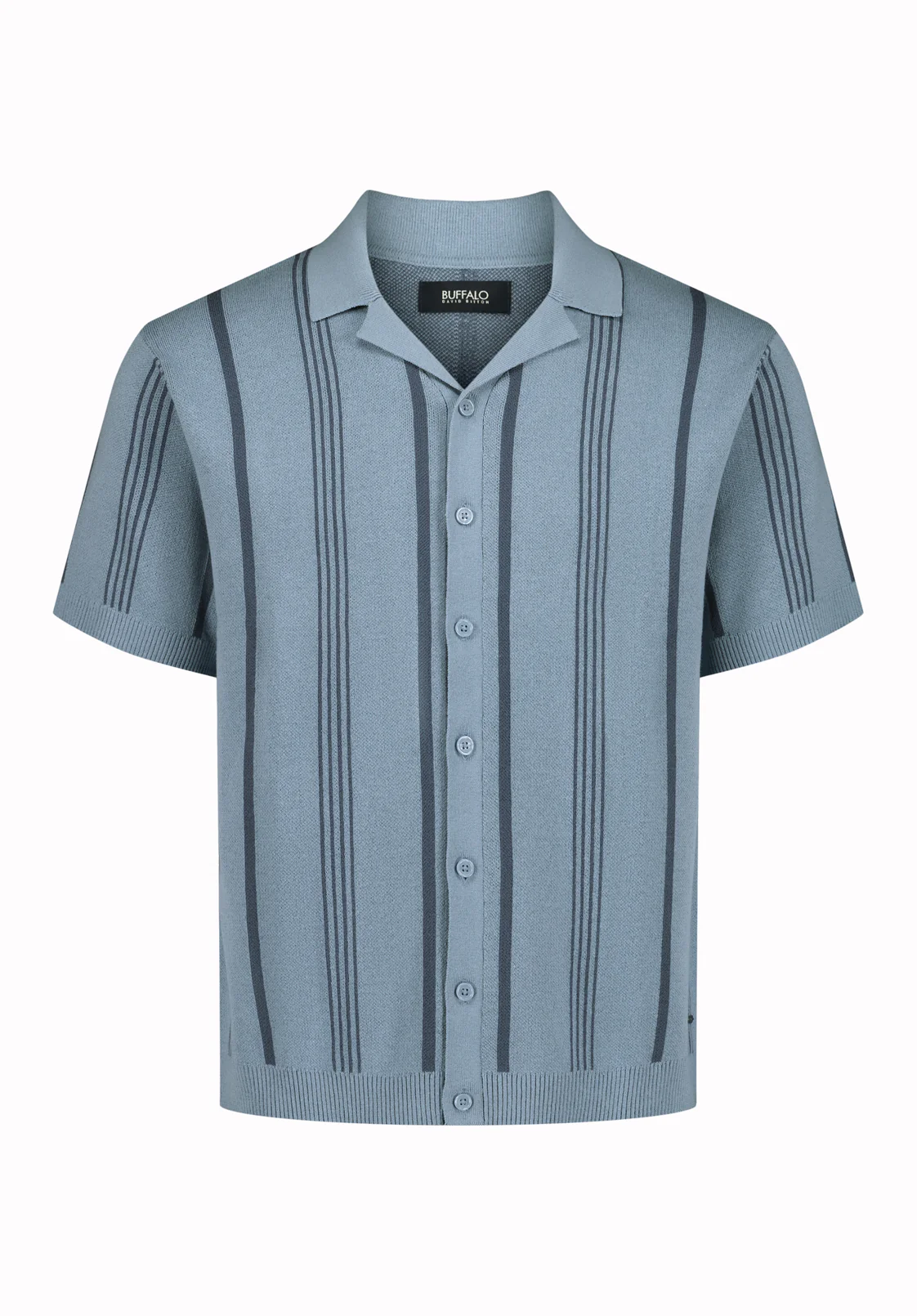 Waldir Men’s Short Sleeve Sweater Shirt, Faded Denim - BM24787 - Image 5