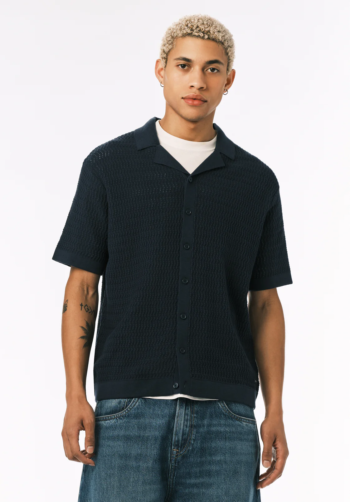 Waldir Men’s Short Sleeve Sweater Shirt, Whale - BM24795 - Image 3