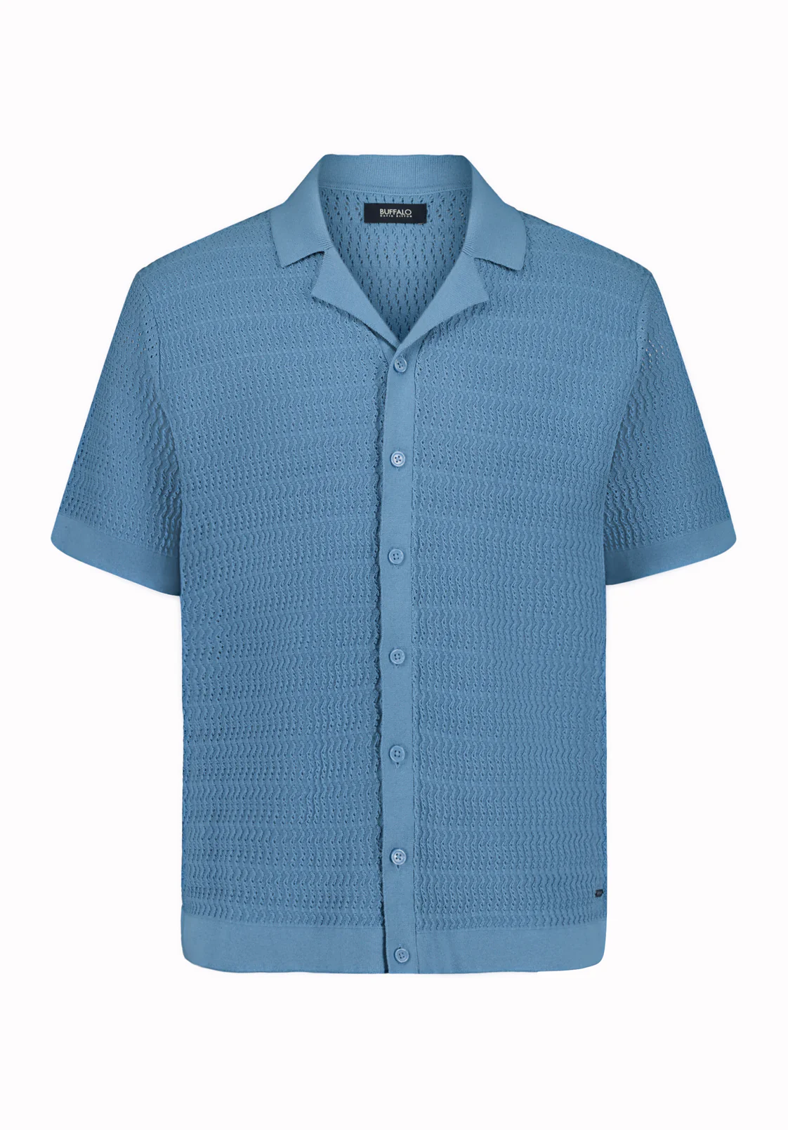Waldir Men’s Short Sleeve Sweater Shirt, Silver Lake Blue - BM24795 - Image 5