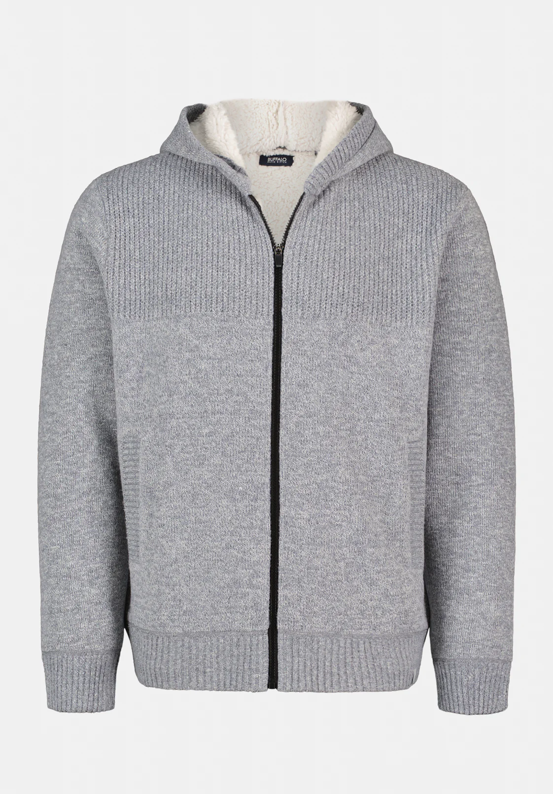 Walmick Men's Full-Zip Knit Hooded Jacket with Sherpa Lining, Heather Grey - BM24739 - Image 5