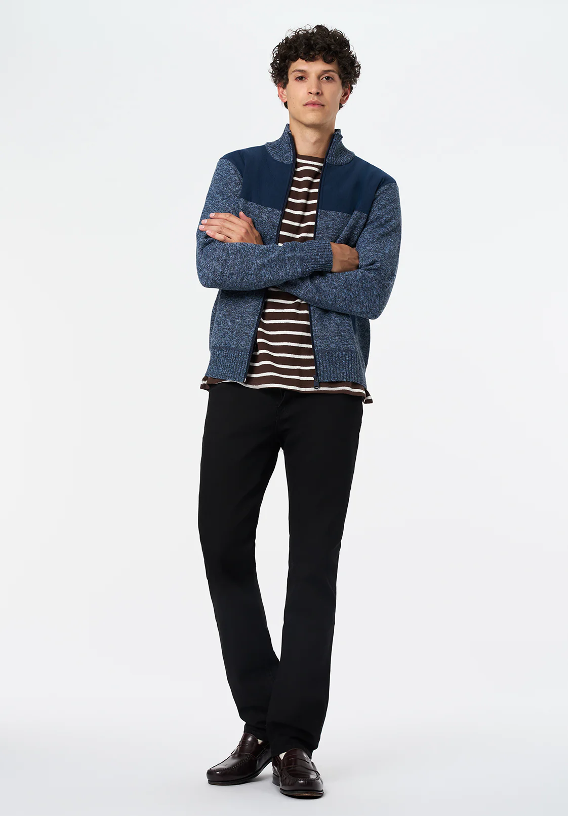 Wando Men's Relaxed Full-Zip Knit Jacket, Whale - BM24747