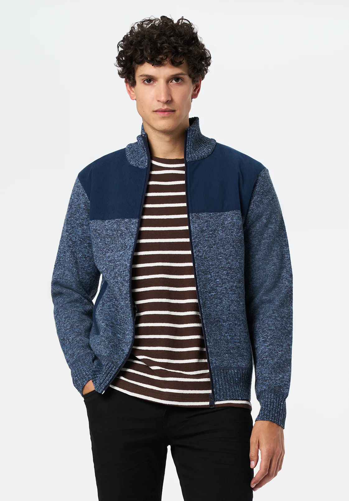 Wando Men's Relaxed Full-Zip Knit Jacket, Whale - BM24747 - Image 2